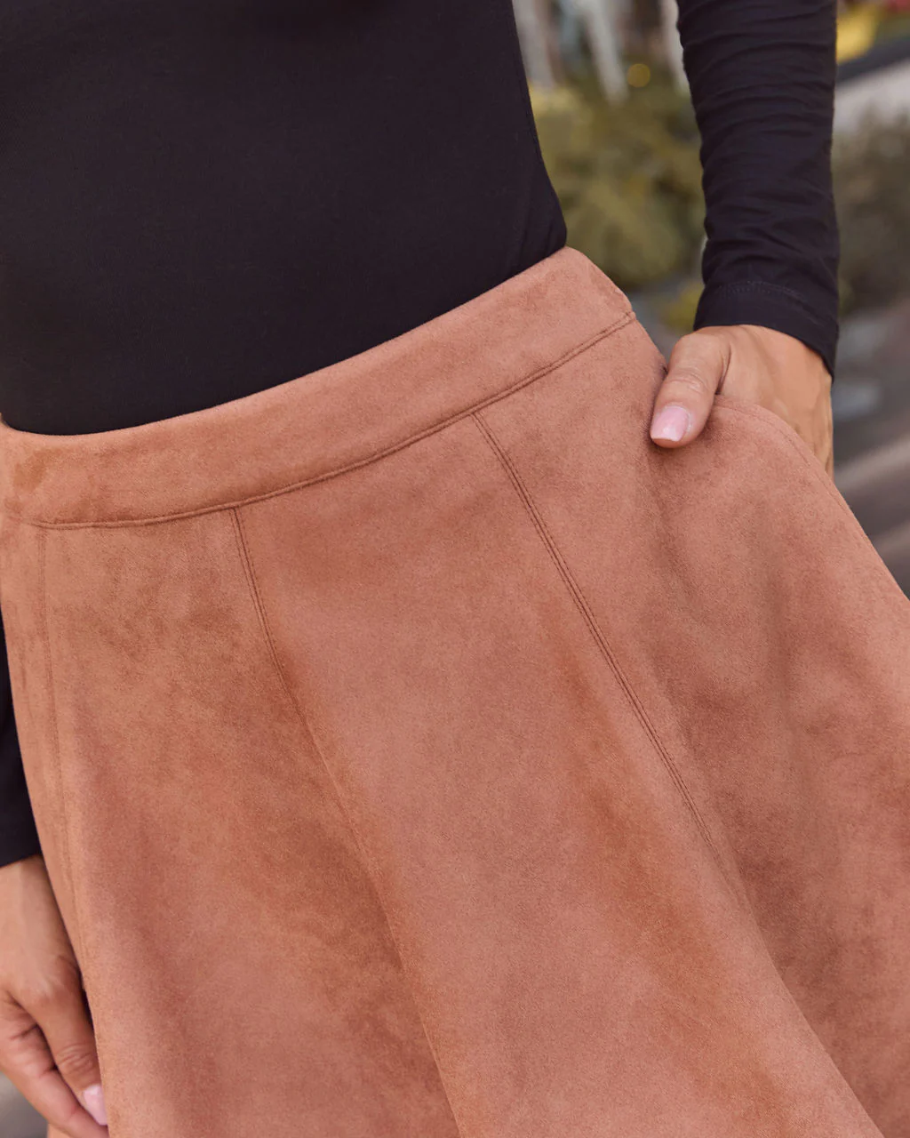 Acoria Pleated Suede Mini Skirt - Image 6