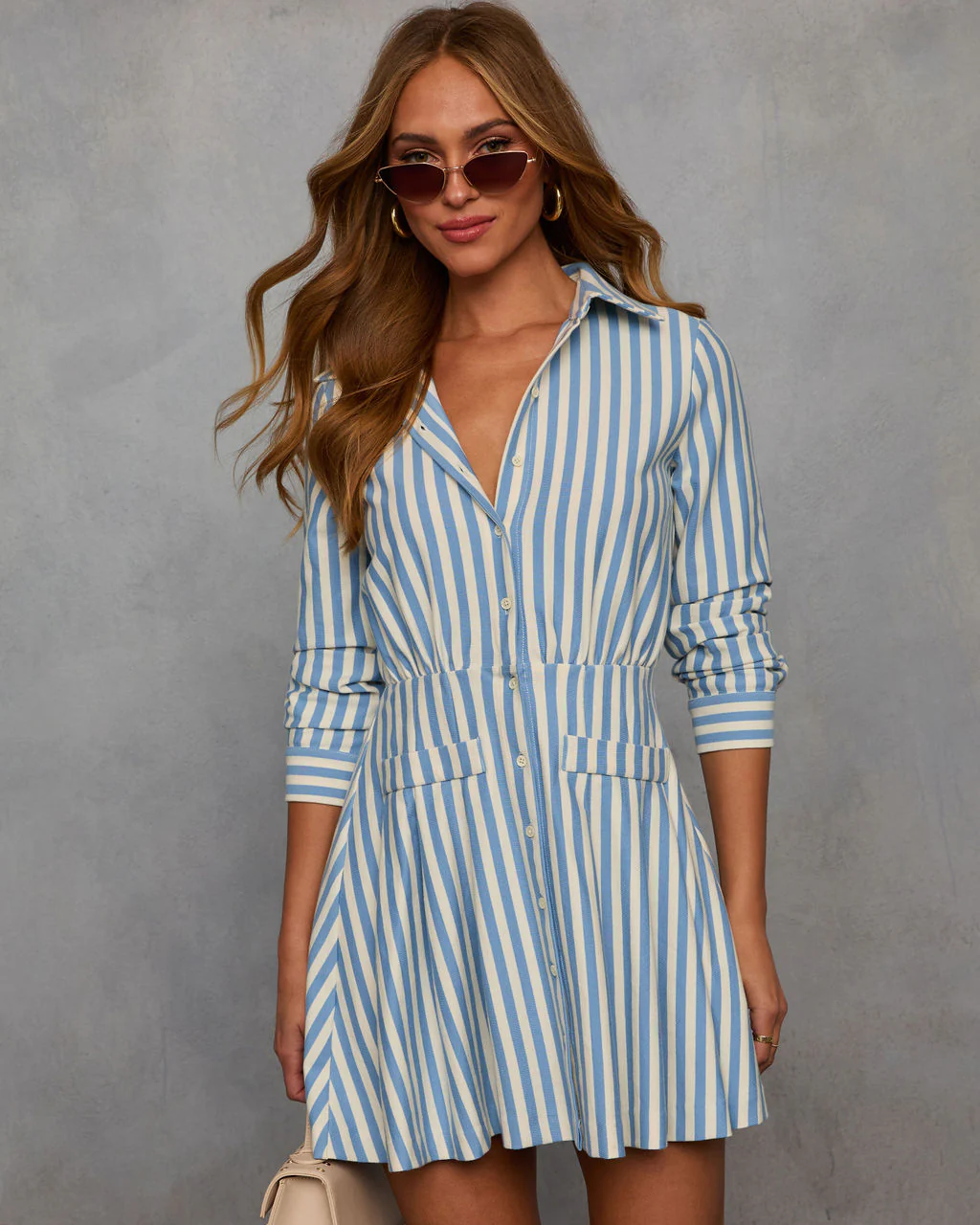 Adena Striped Mini Shirt Dress - Image 2