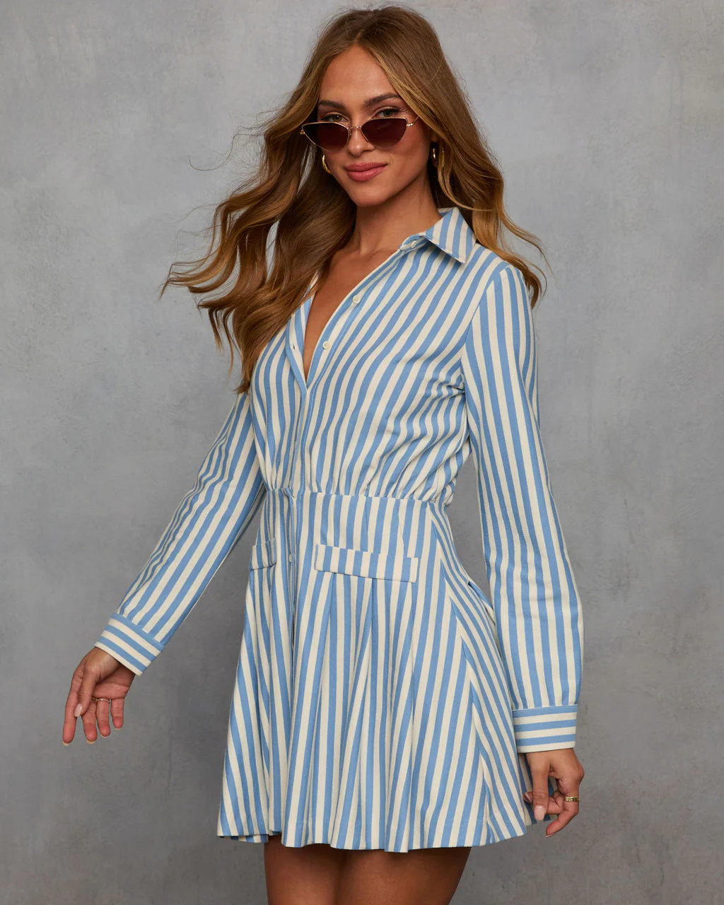 Adena Striped Mini Shirt Dress - Image 3