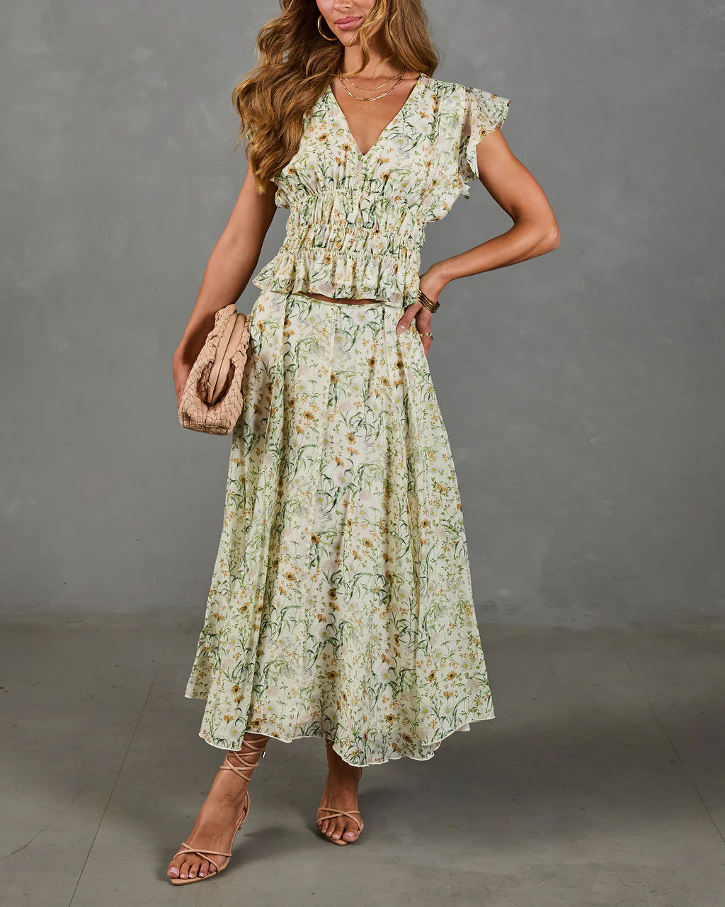 Adilene Floral Print Smocked Waist Peplum Top - Image 5