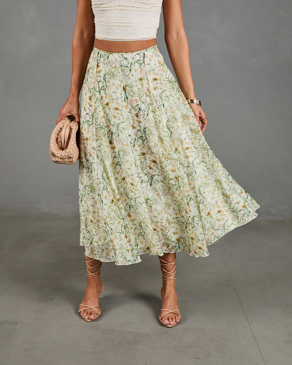 Adilene Pleated Floral Print Midi Skirt - Image 2