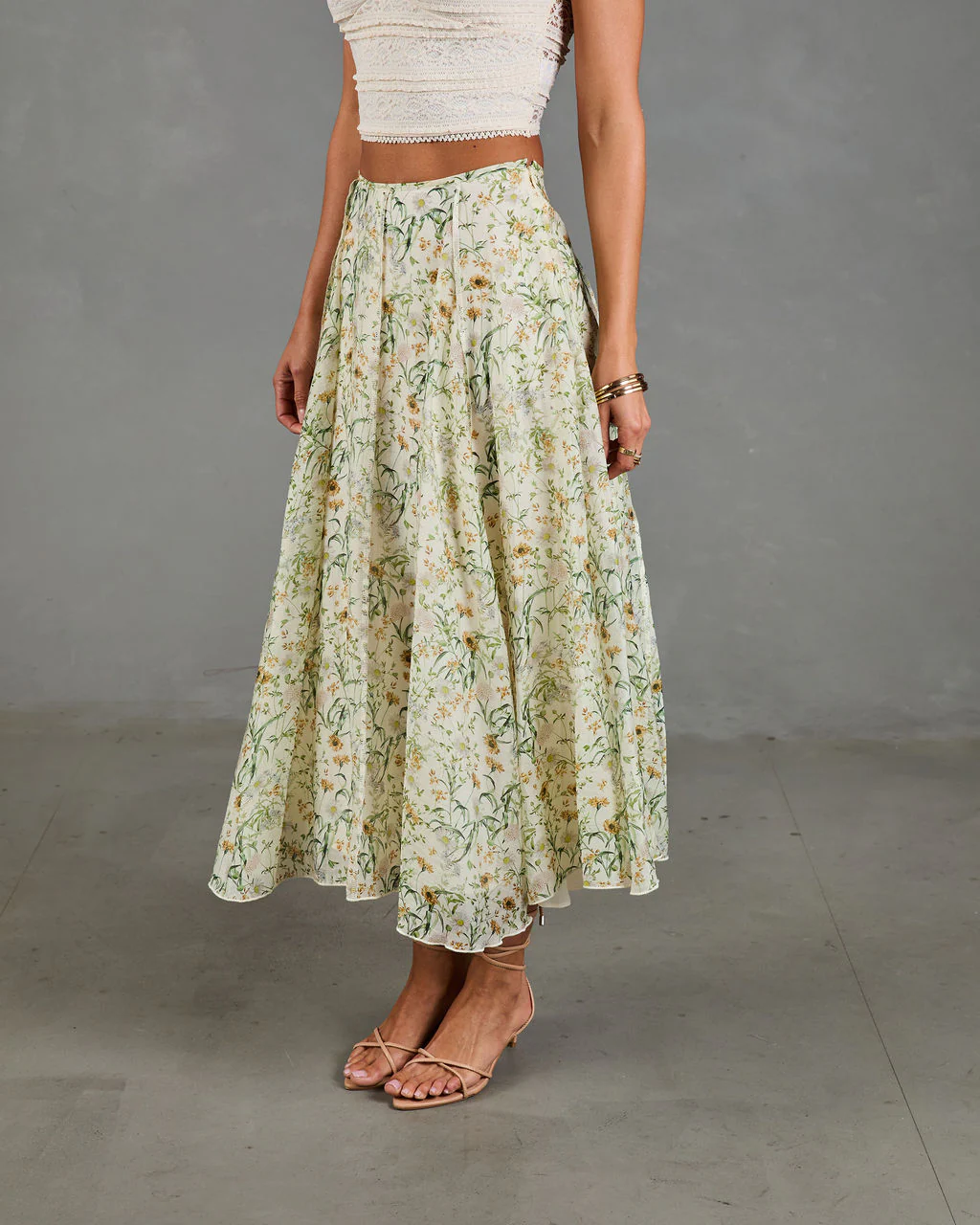 Adilene Pleated Floral Print Midi Skirt - Image 3