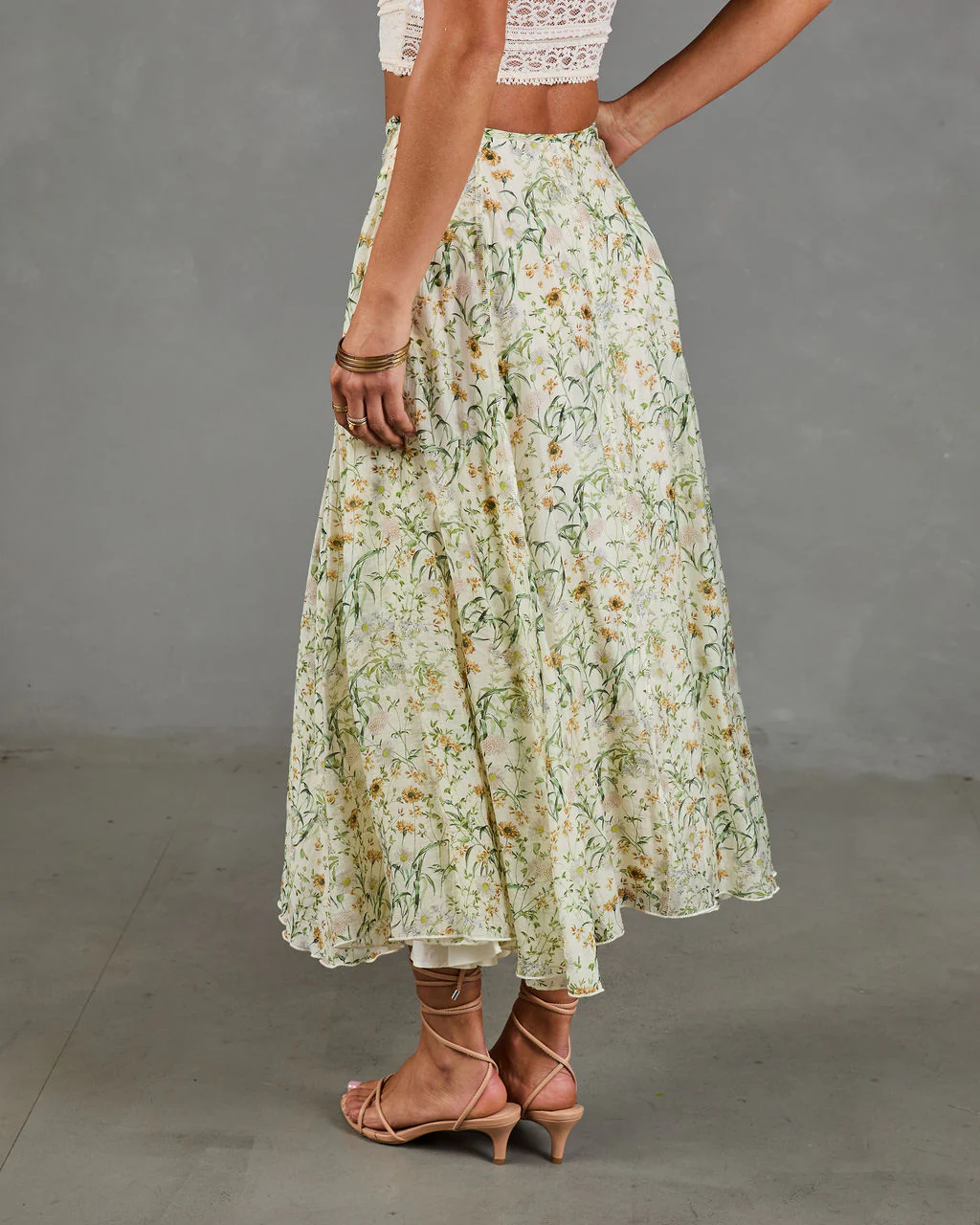 Adilene Pleated Floral Print Midi Skirt - Image 4