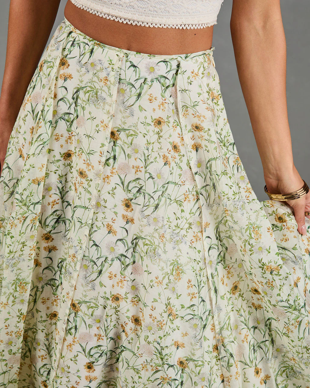 Adilene Pleated Floral Print Midi Skirt - Image 6
