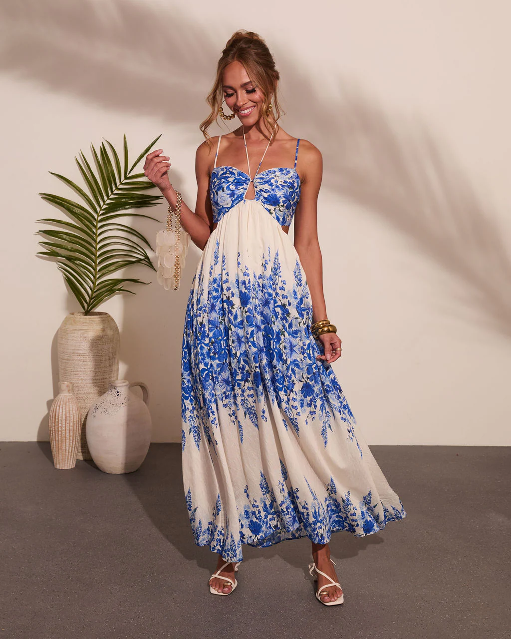 Adine Floral Print Halter Neck Maxi Dress - Image 5