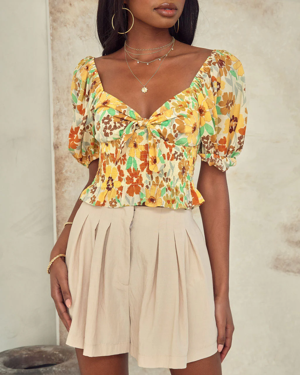 Adriana Floral Smocked Crop Top - Image 2