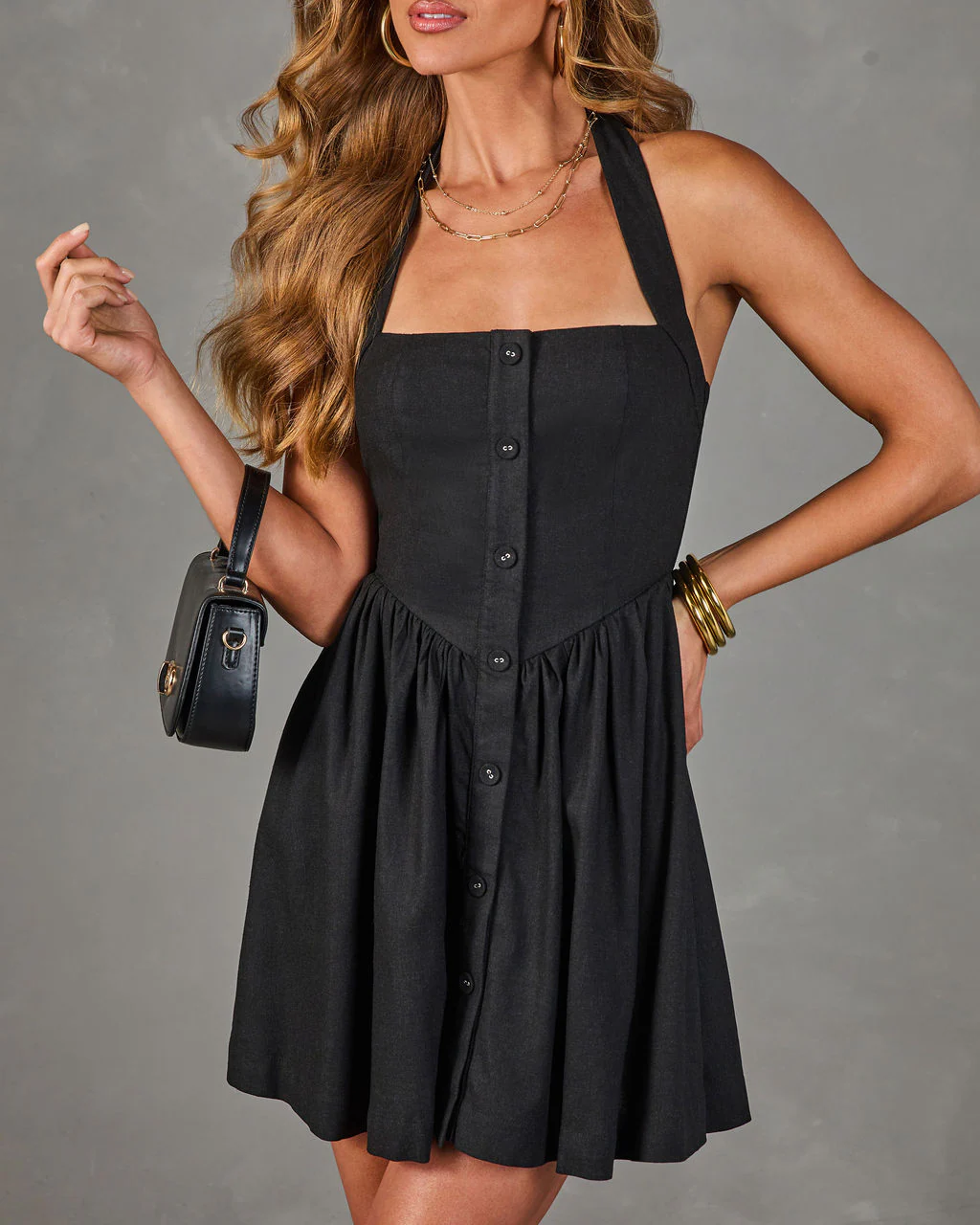After Dark Pulse Fit and Flare Halter Mini Dress - Image 11