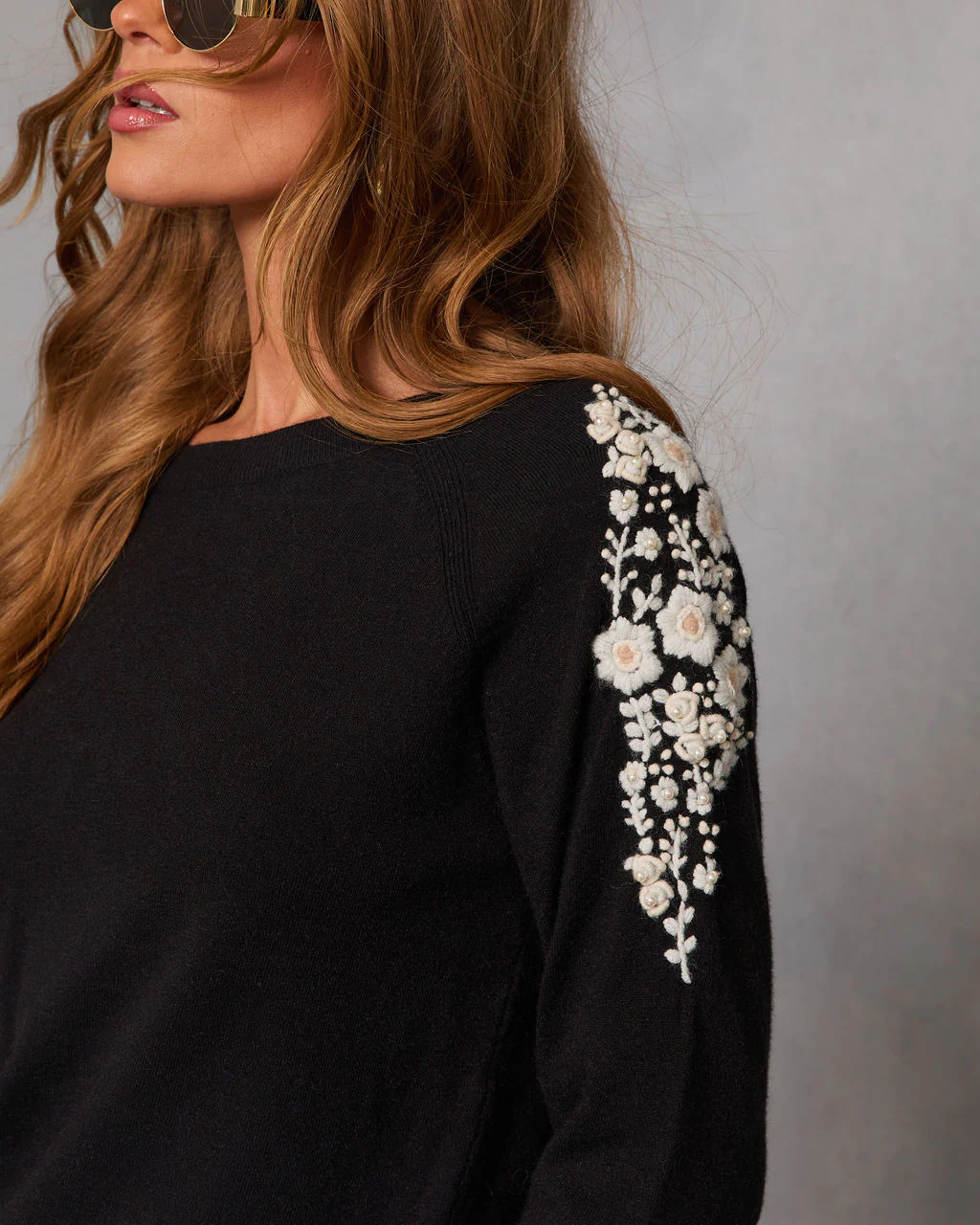 Air of Romance Embroidered Shoulder Knit Sweater - Image 6