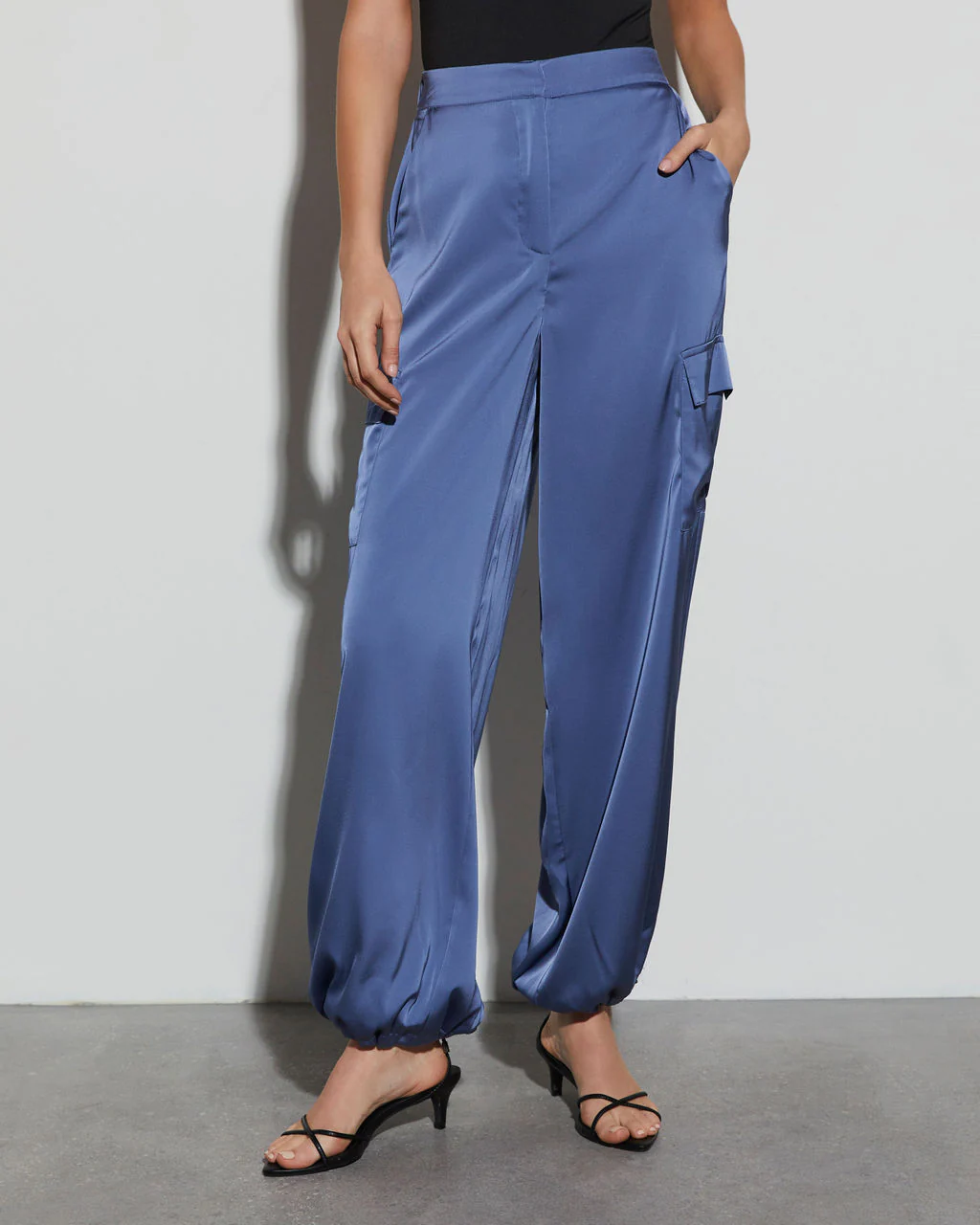 Alana Pocketed Satin Cargo Joggers - Image 2