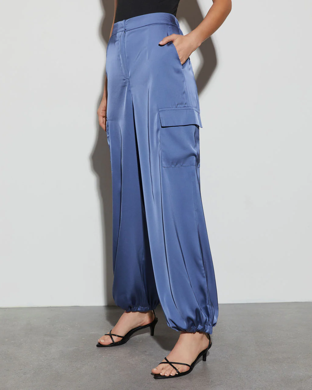 Alana Pocketed Satin Cargo Joggers - Image 4