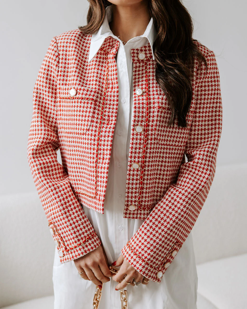 Alana Tweed Chain Trim Blazer - Image 2
