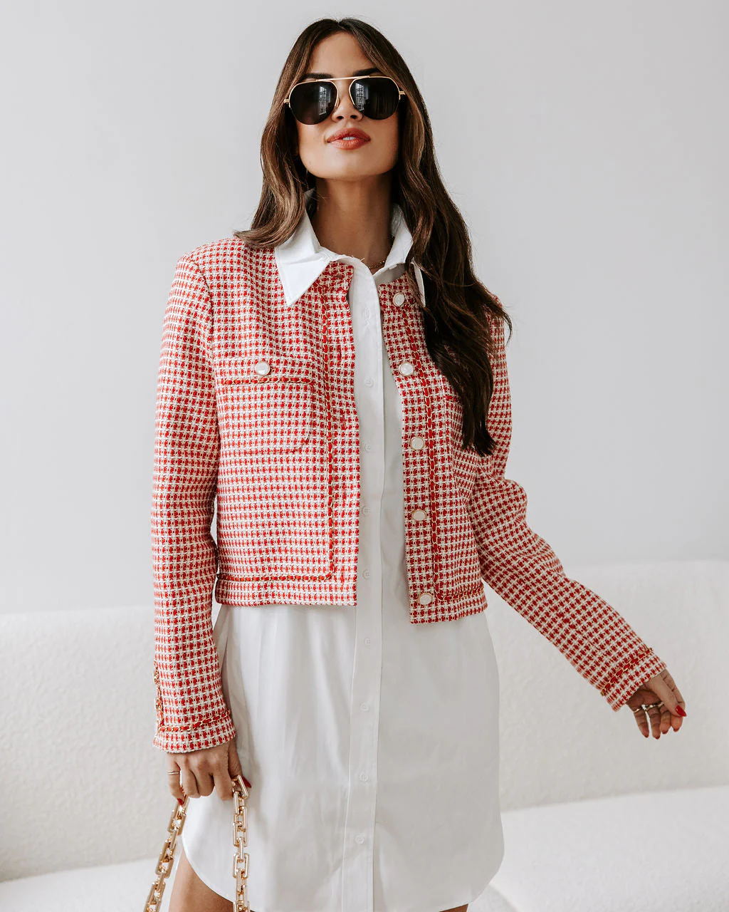 Alana Tweed Chain Trim Blazer - Image 3