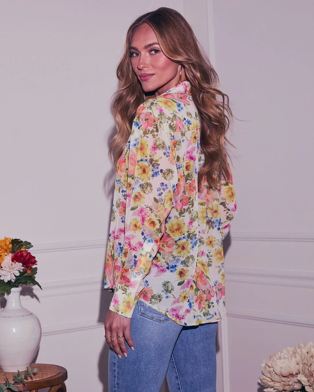 Alasia Floral Collared Top - Image 4