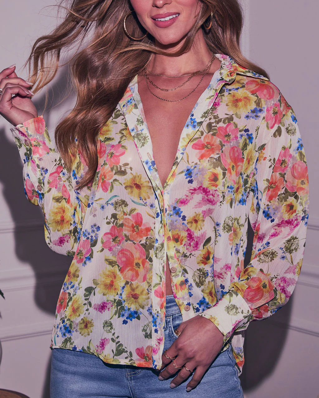 Alasia Floral Collared Top - Image 6