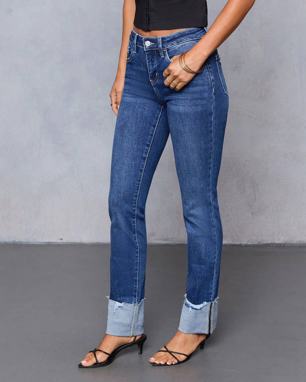 Aldah Super Stretch Cuffed Mid Rise Jeans - Image 3