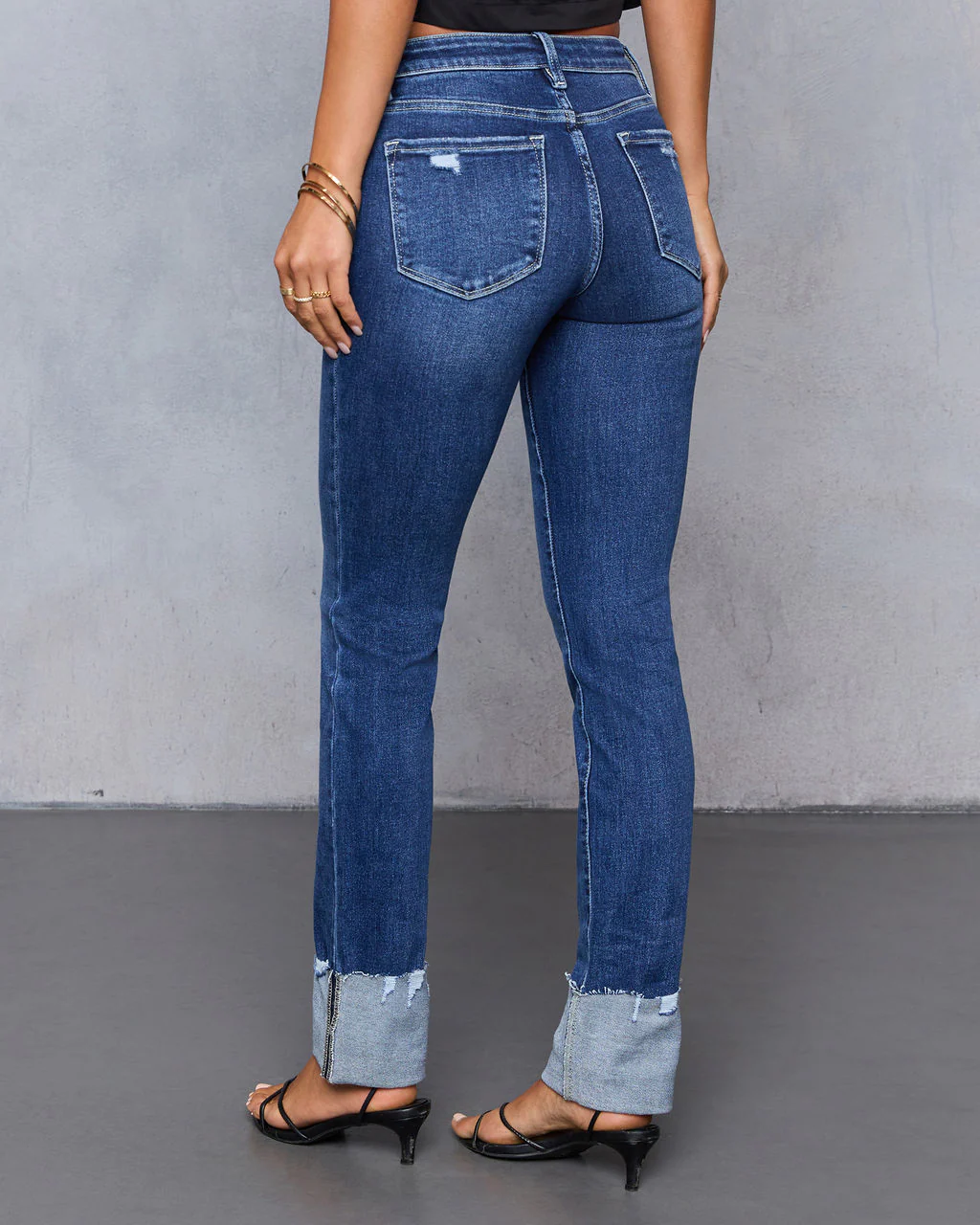 Aldah Super Stretch Cuffed Mid Rise Jeans - Image 4