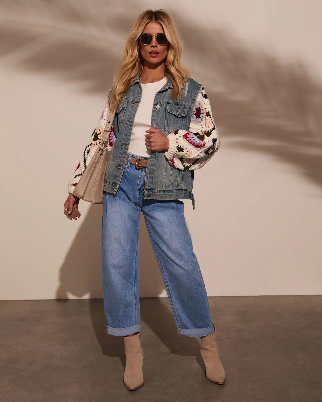Alek Crochet Sleeve Denim Jacket - Image 2