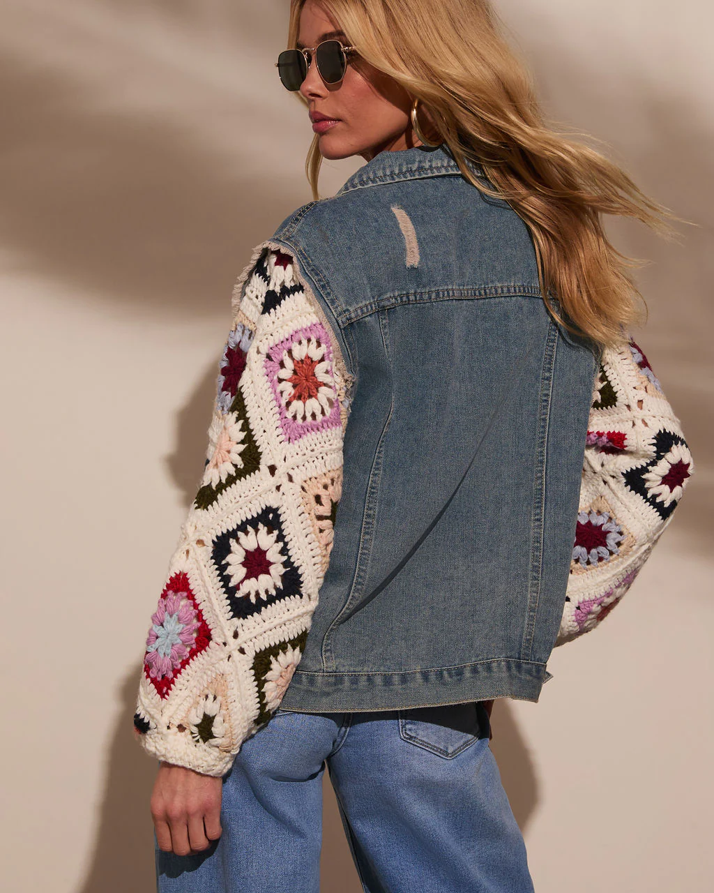 Alek Crochet Sleeve Denim Jacket - Image 4