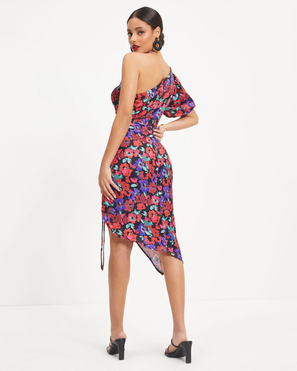 Alessi Floral Cutout Ruched Midi Dress - Image 4