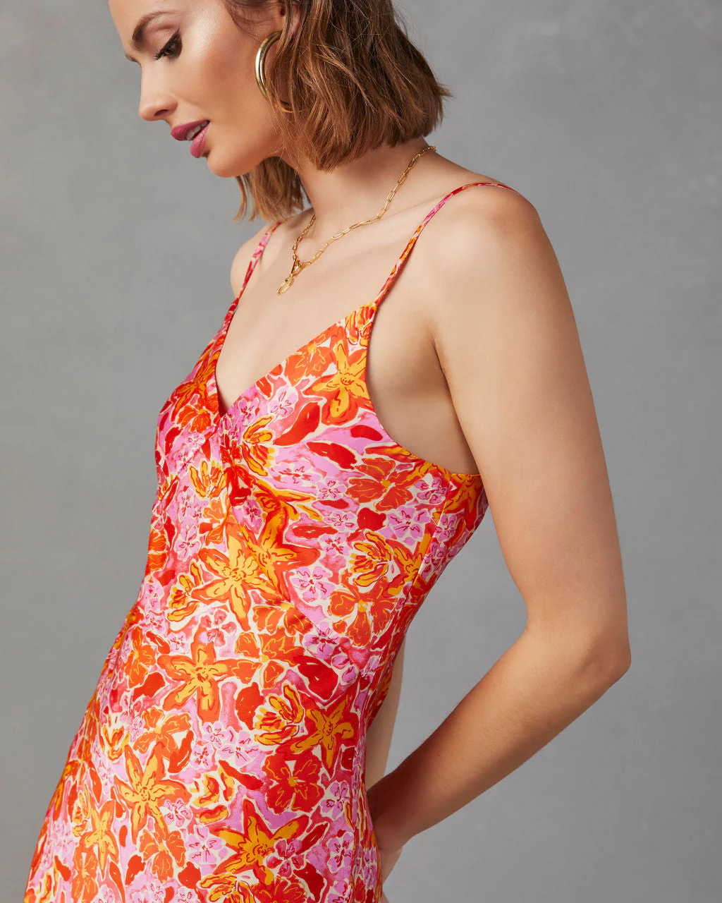 Allen Satin Floral Midi Dress - Image 5