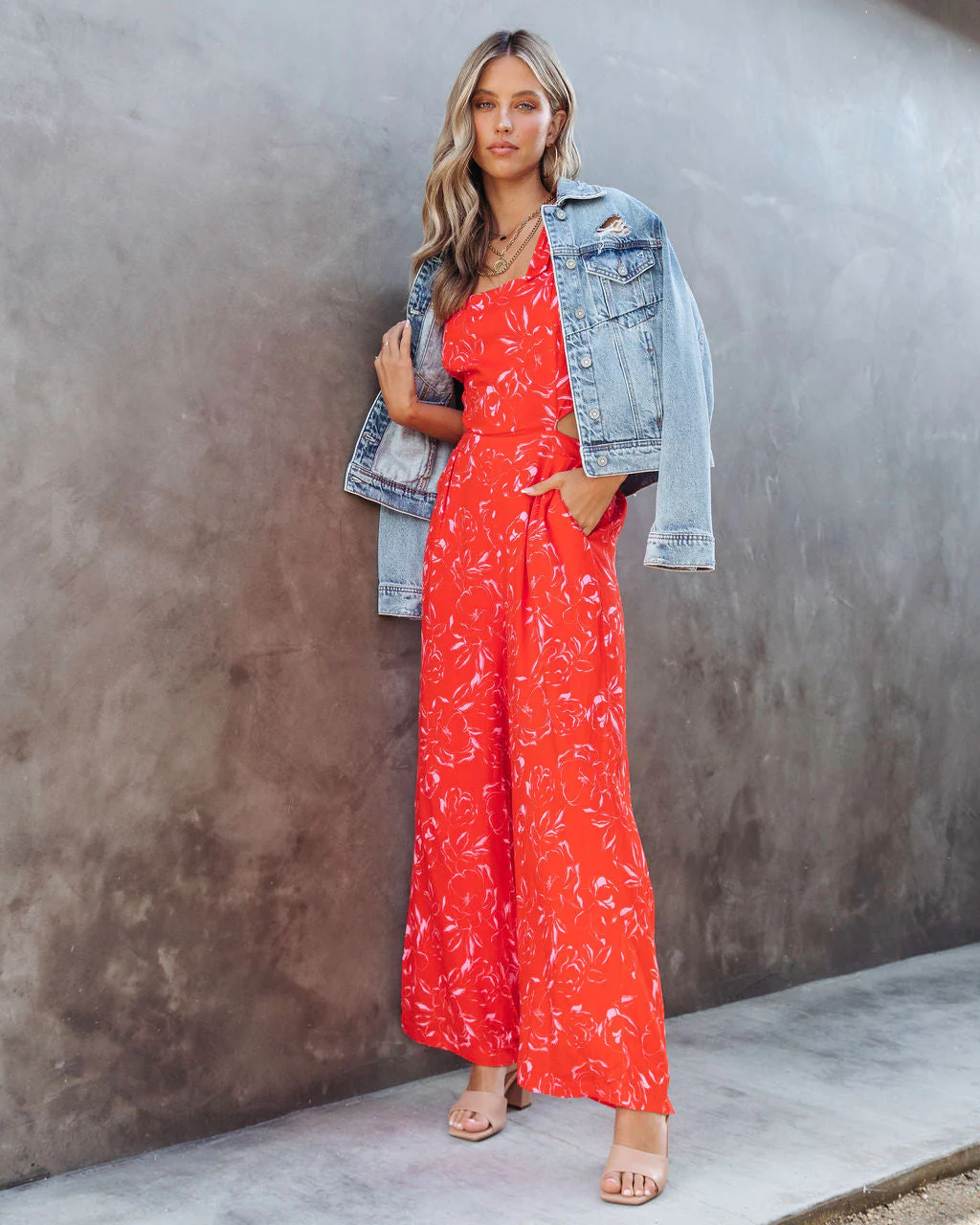 Allison Floral Pocketed Open Back Jumpsuit - Image 3