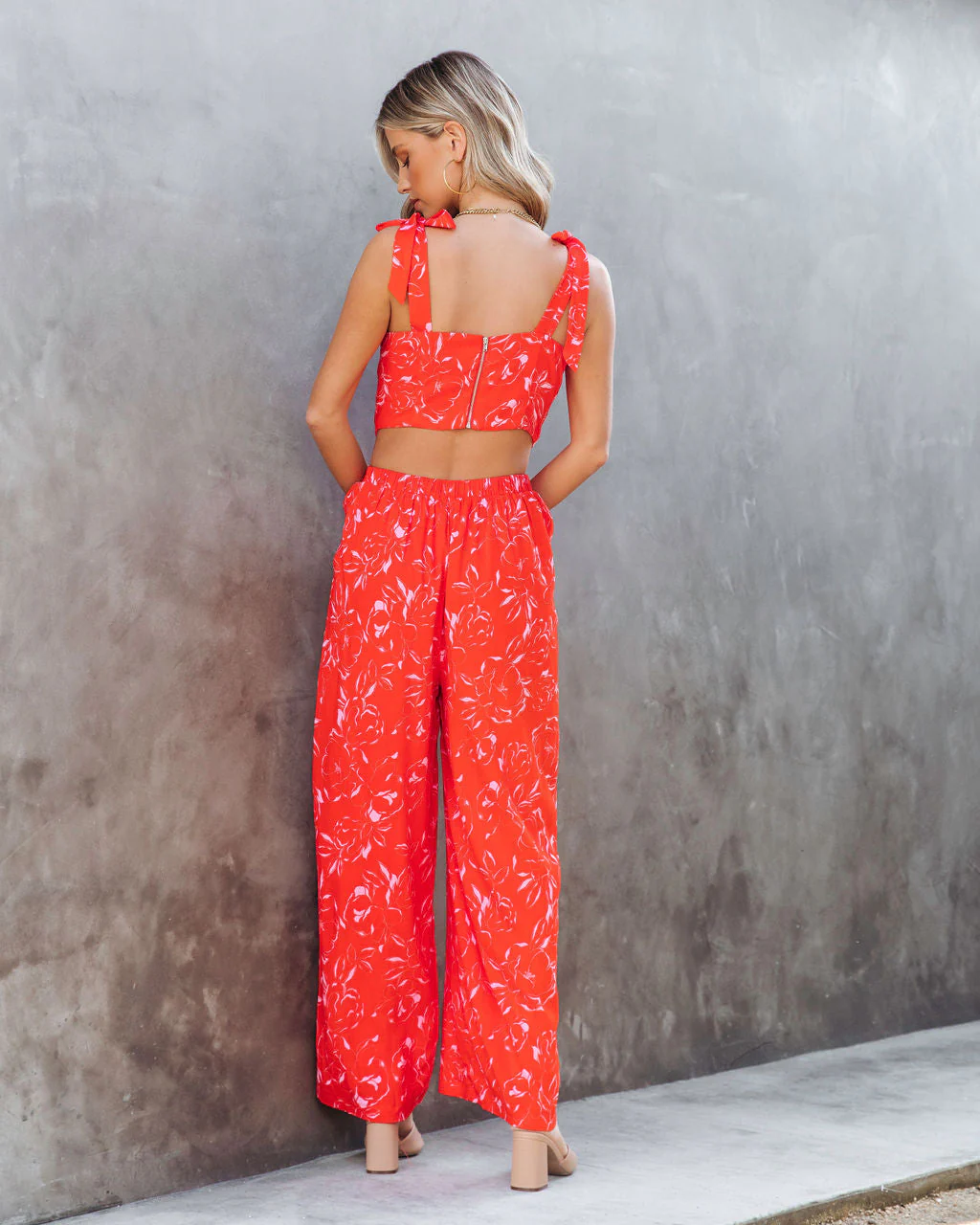 Allison Floral Pocketed Open Back Jumpsuit - Image 4