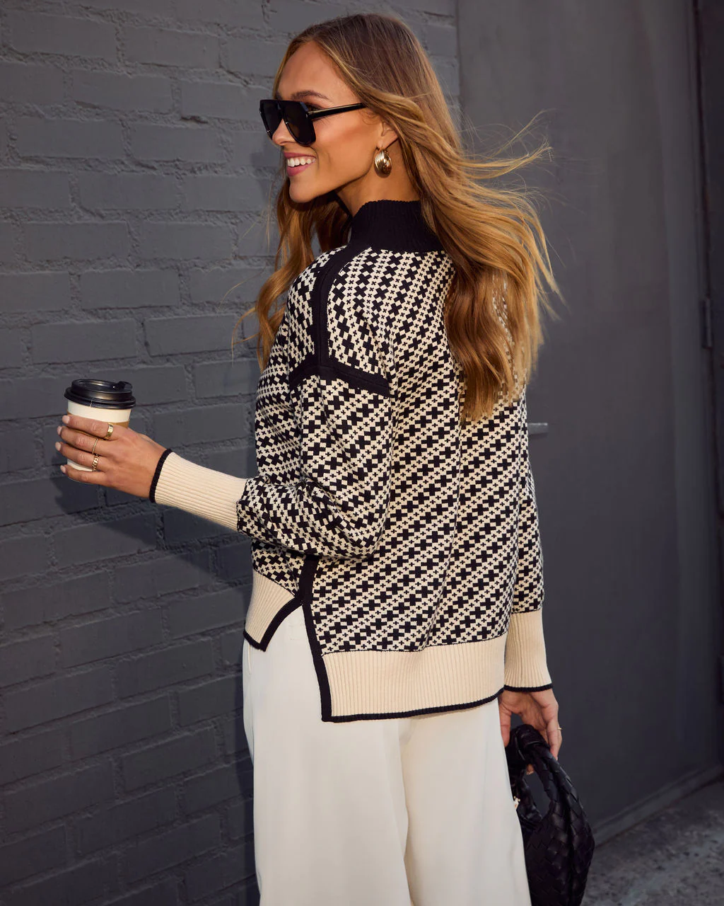 Alma Cross Jacquard Mock Neck Sweater - Image 4