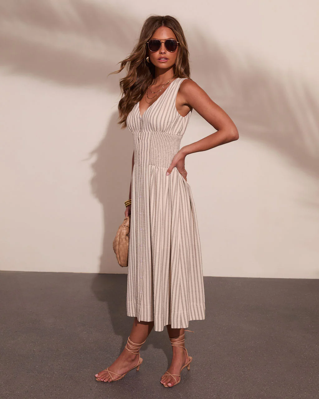 Alorah Striped Fit and Flare Midi Dress - Image 3