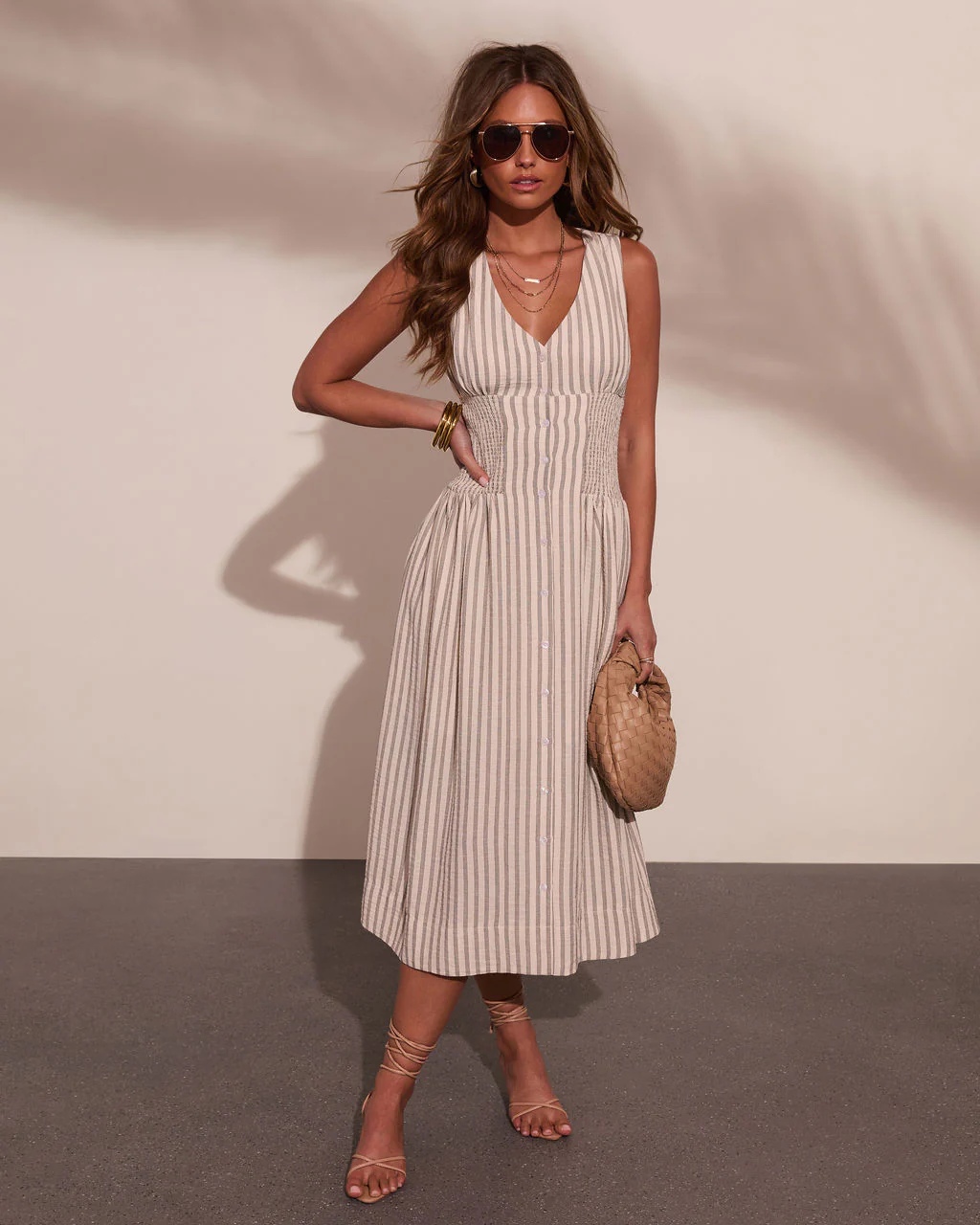 Alorah Striped Fit and Flare Midi Dress - Image 6