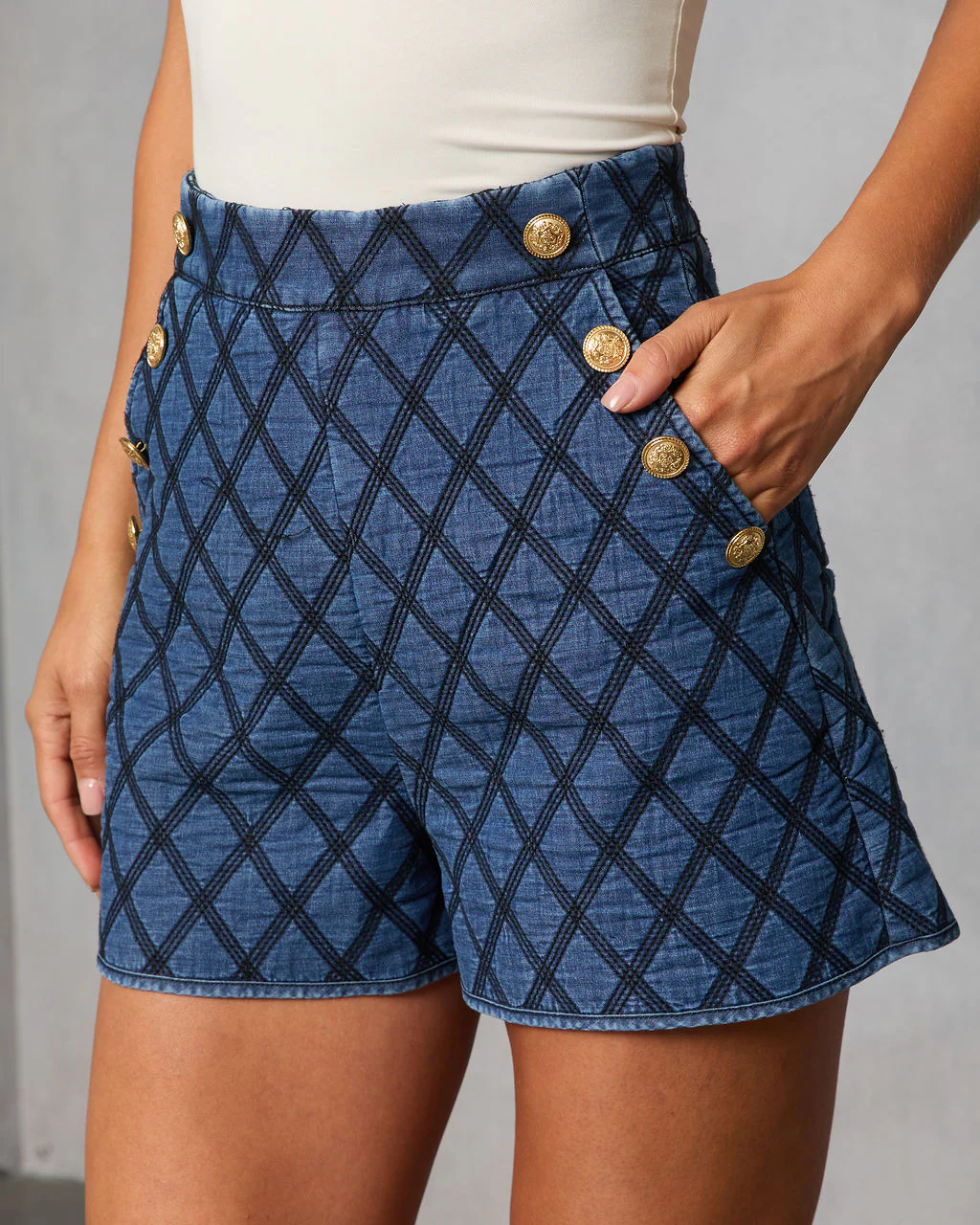 Alpine Glow Quilted Denim Shorts - Image 3