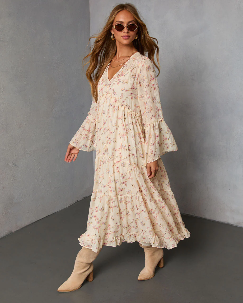 Amber Drift Printed Maxi Dress - Image 3