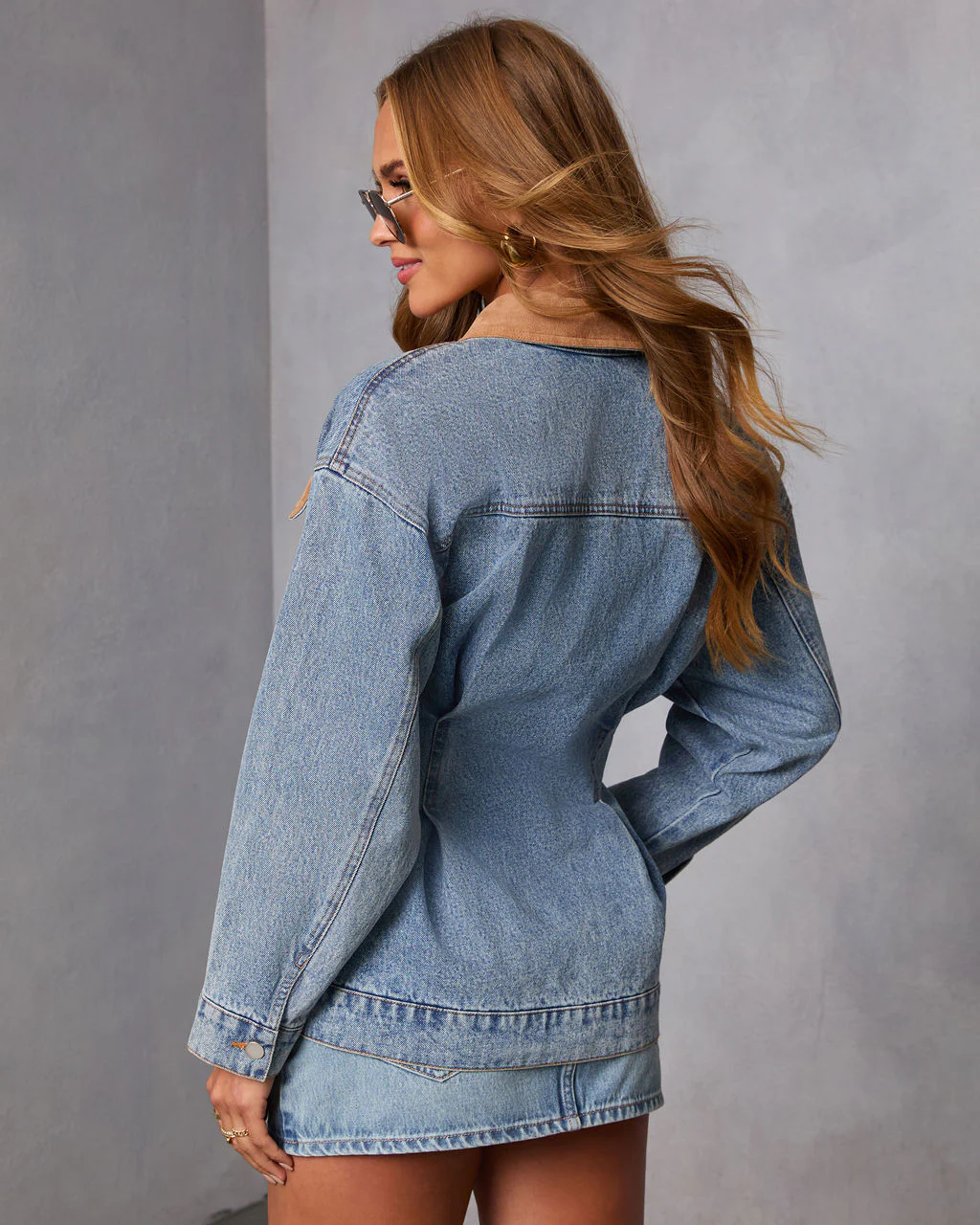 Amber Field Suede Trim Denim Barn Jacket - Image 4