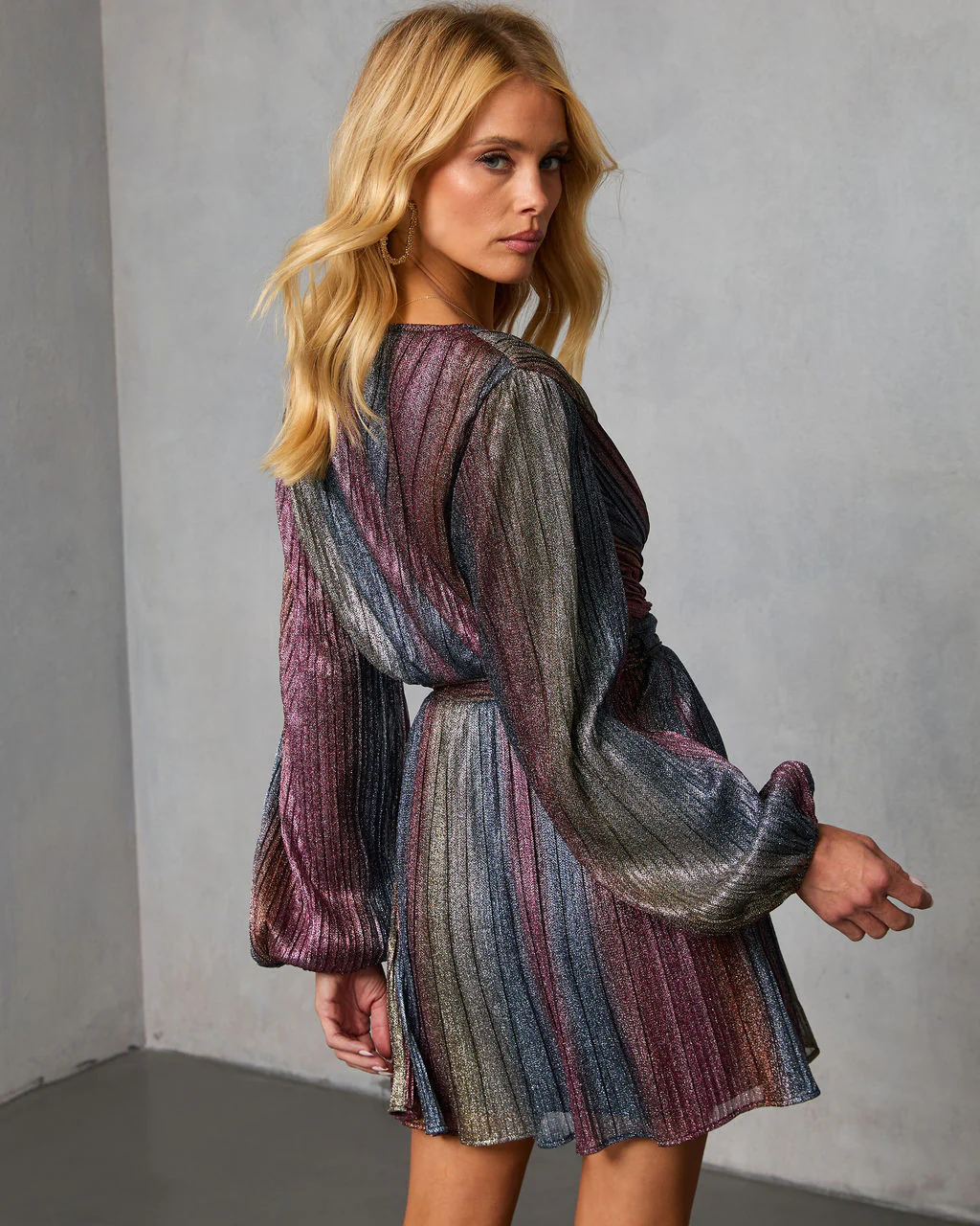 Ameina Wrap Lurex Mini Dress - Image 4
