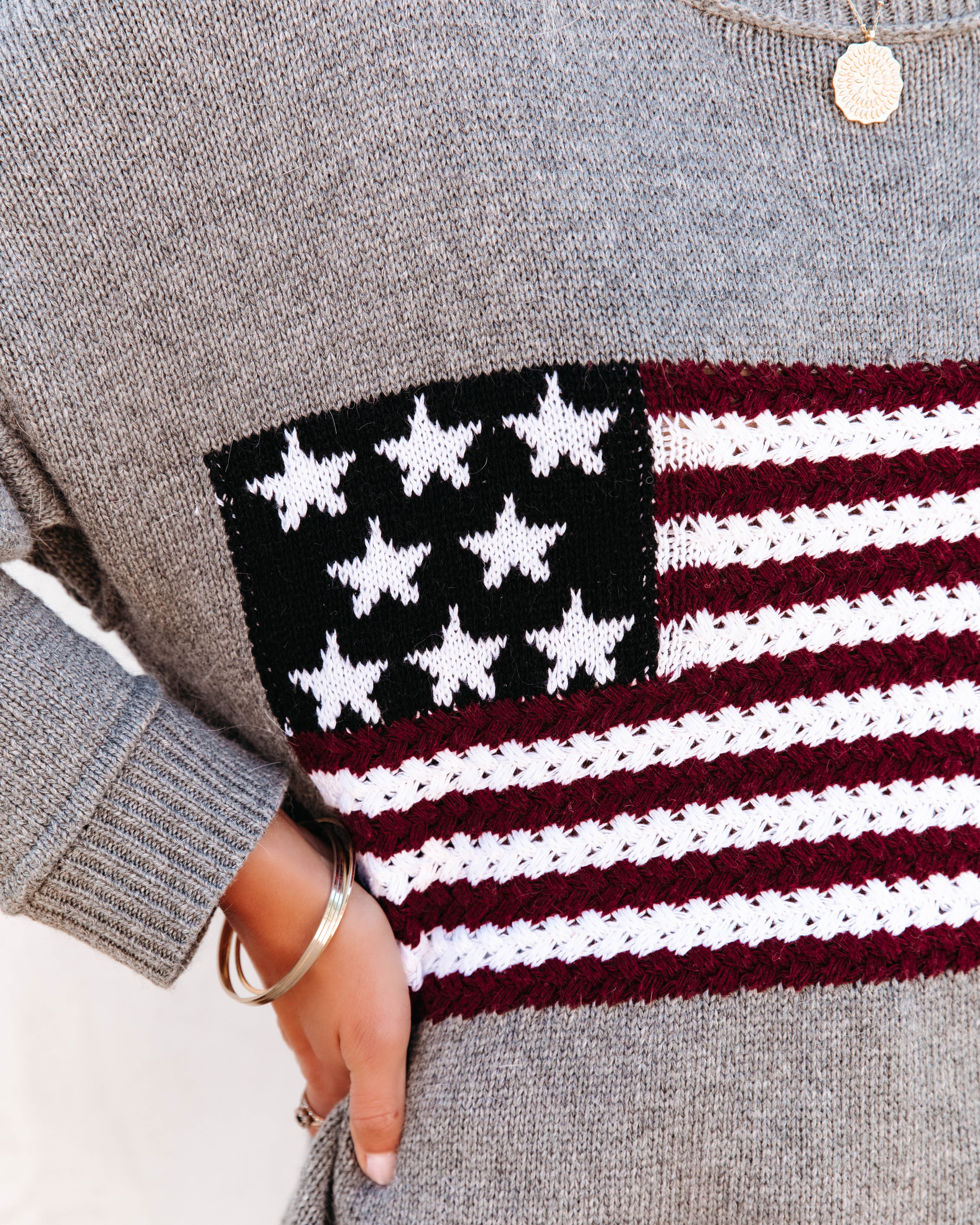 American Flag Relaxed Knit Sweater - Image 5