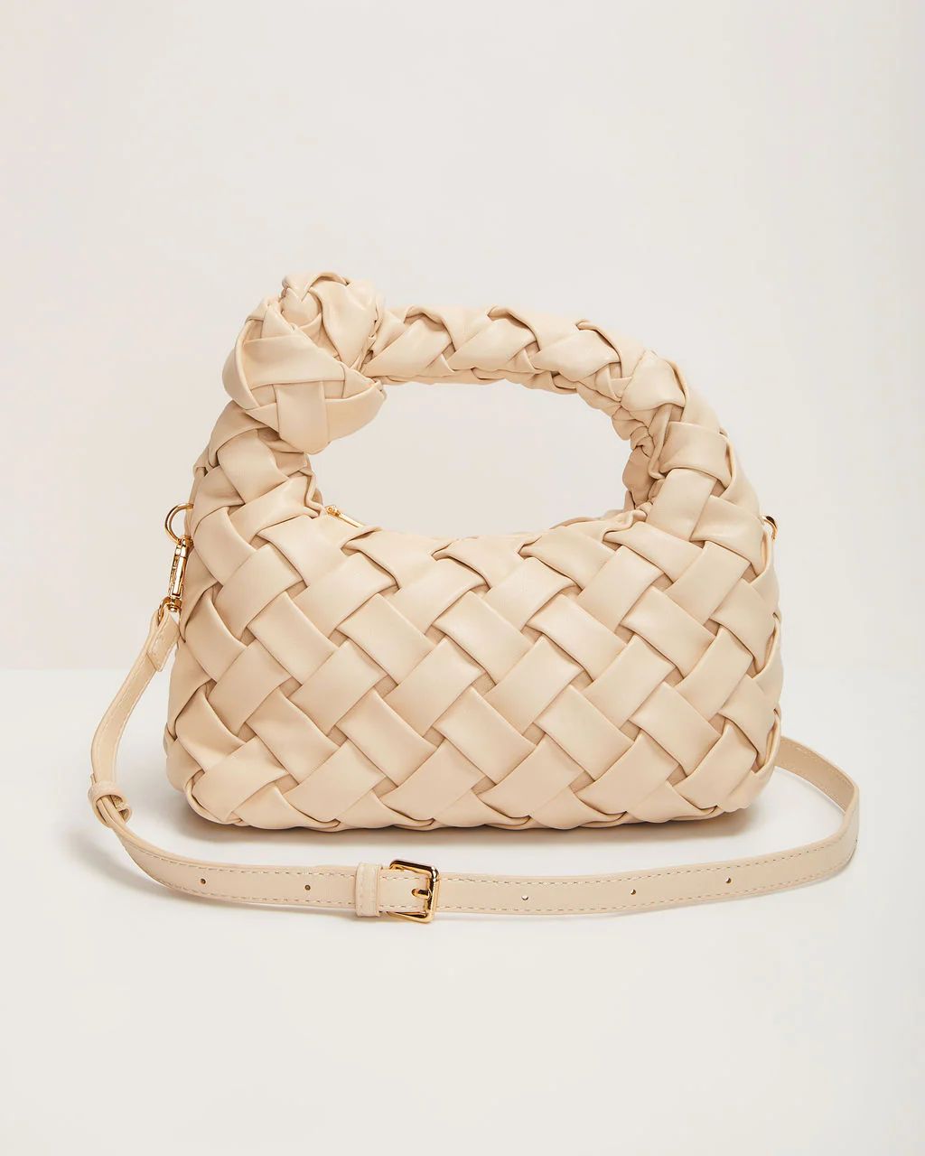 Ana Faux Leather Woven Knotted Top Handle Bag - Image 6