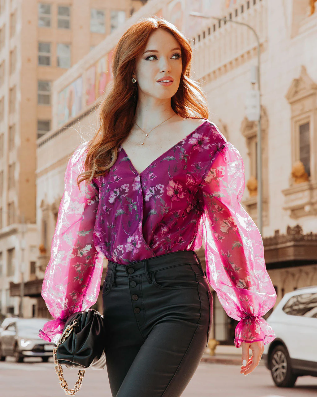 Anastasia Floral Organza Ruffle Bodysuit - Image 3