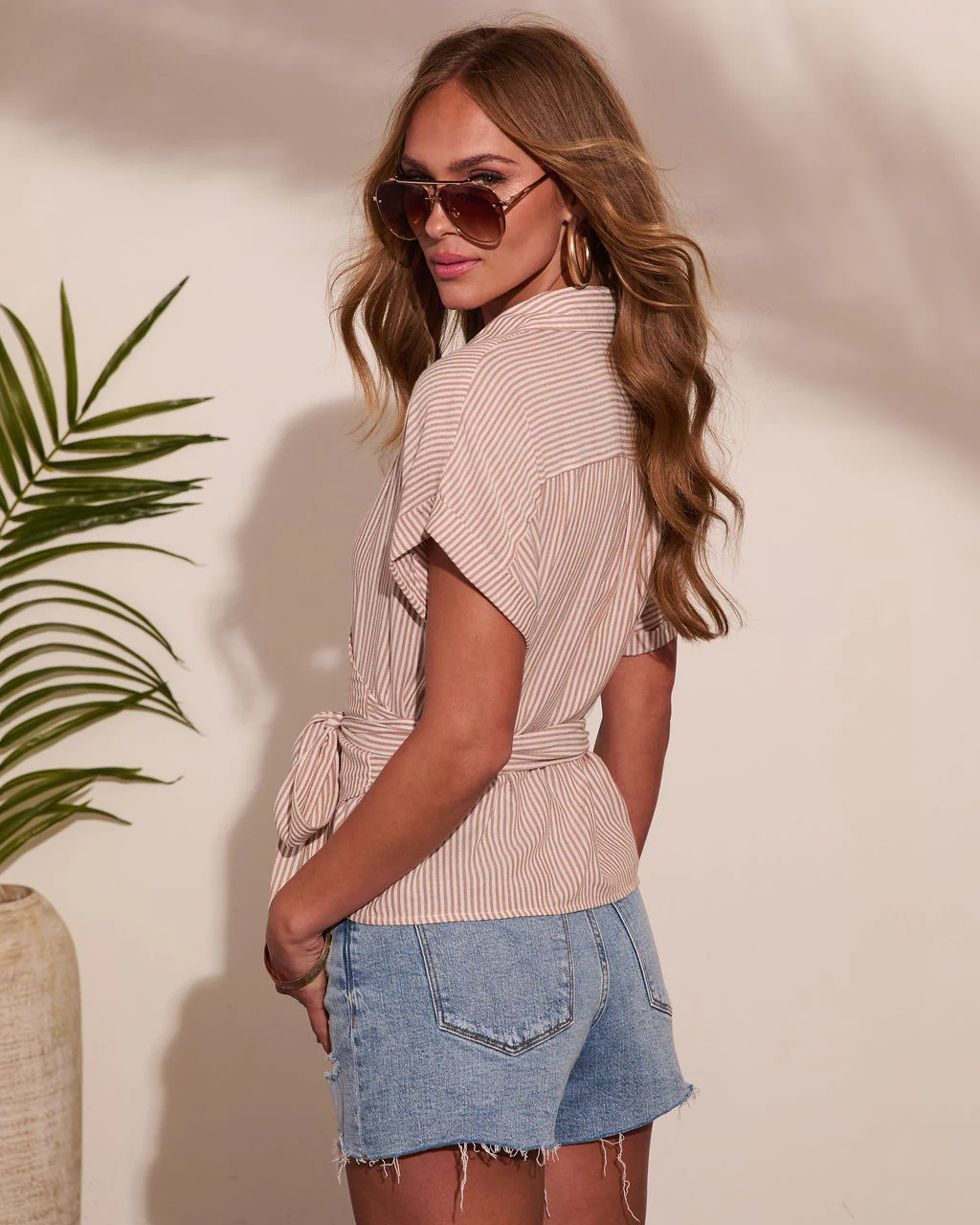 Andreah Striped Wrap Tie Top - Image 4