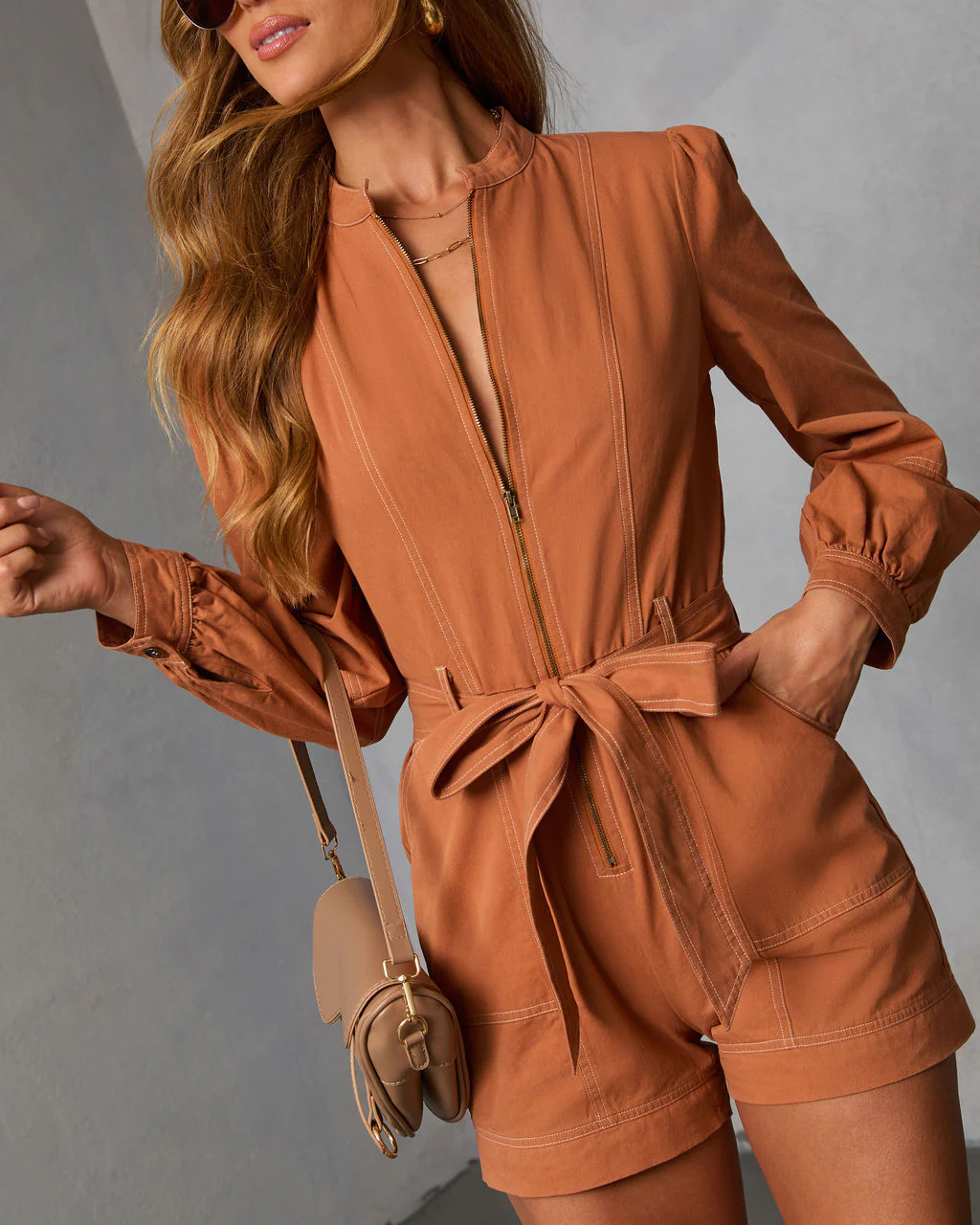 Ardena Twill Belted Romper - Image 5
