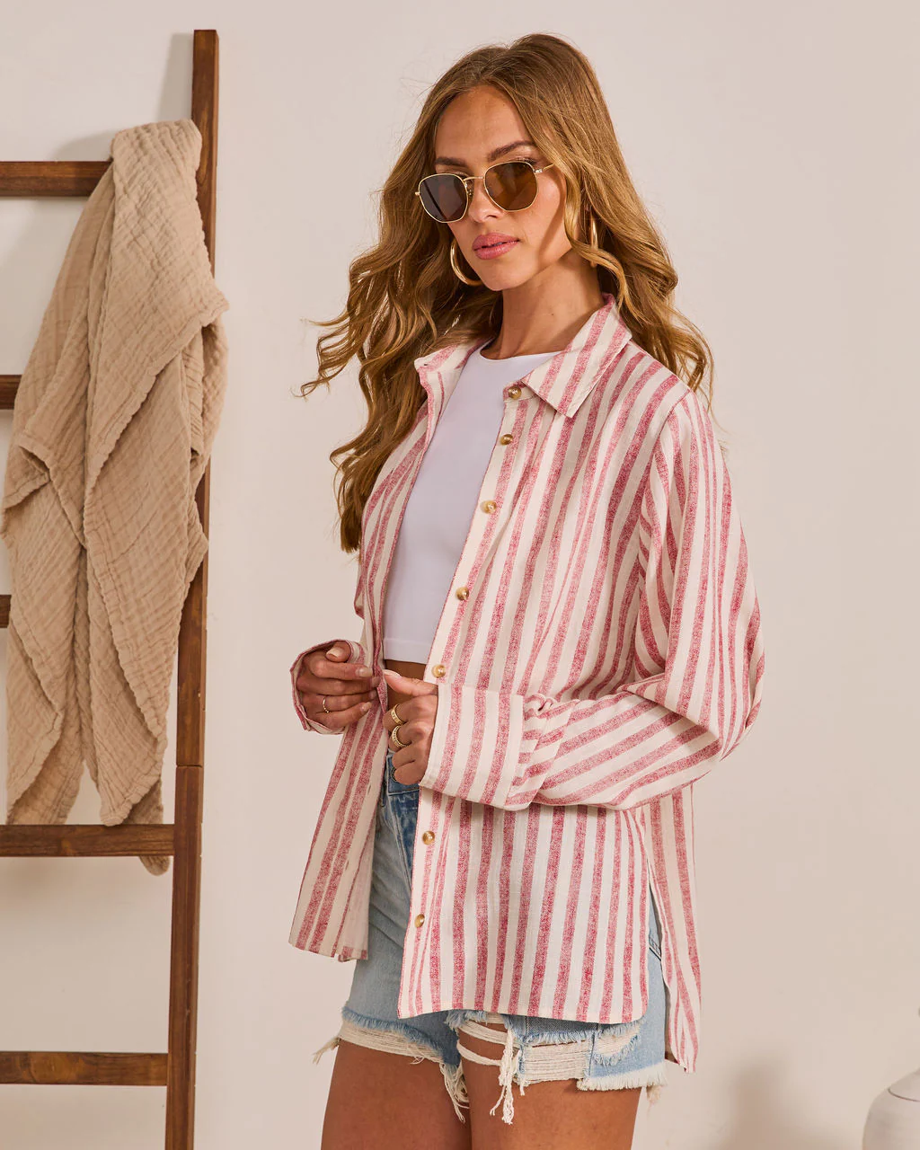 Arinah Striped Button Down Top - Image 3