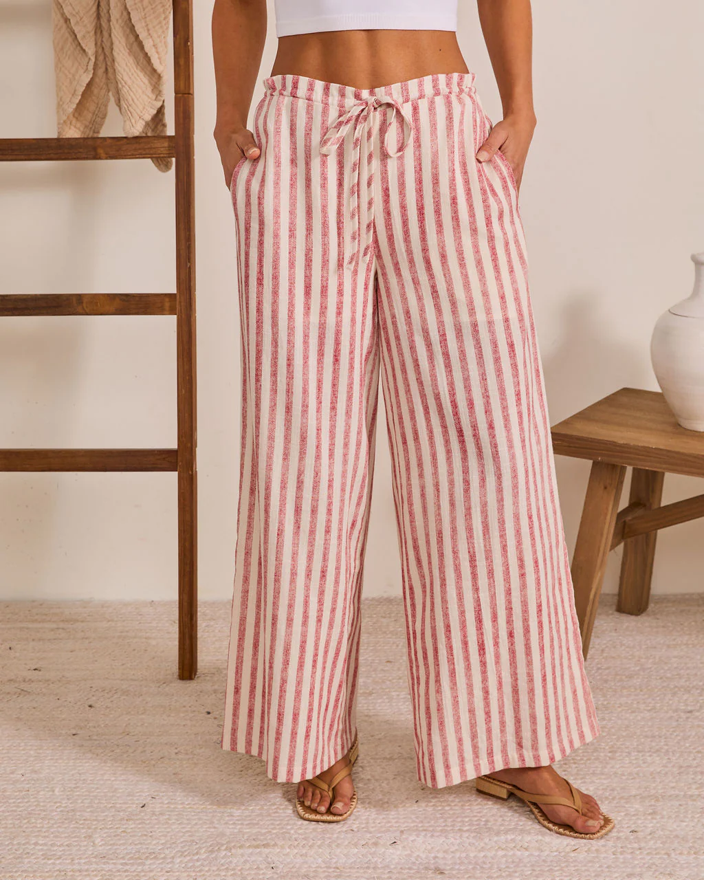 Arinah Striped Wide Leg Drawstring Pant - Image 2