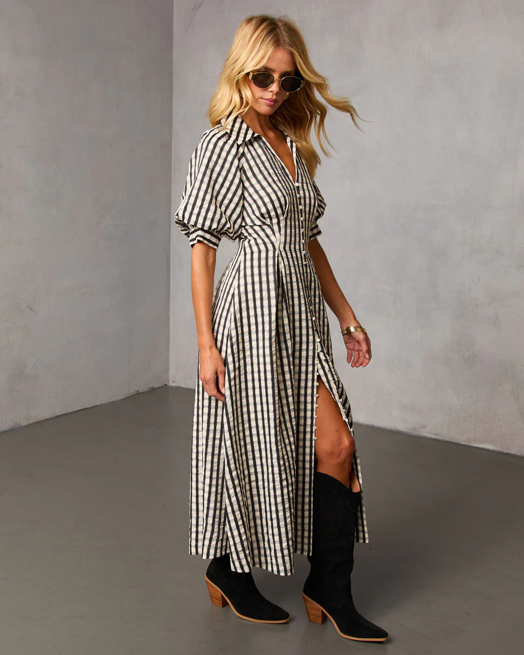 Arleen Gingham Midi Shirt Dress - Image 3