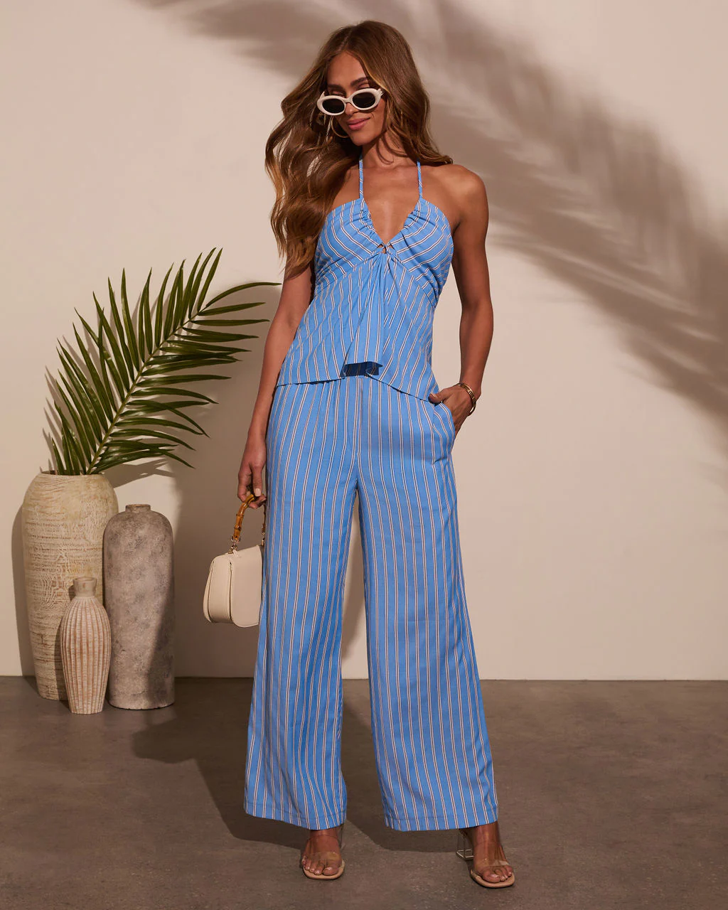 Ashton Pinstripe Halter Top - Image 2