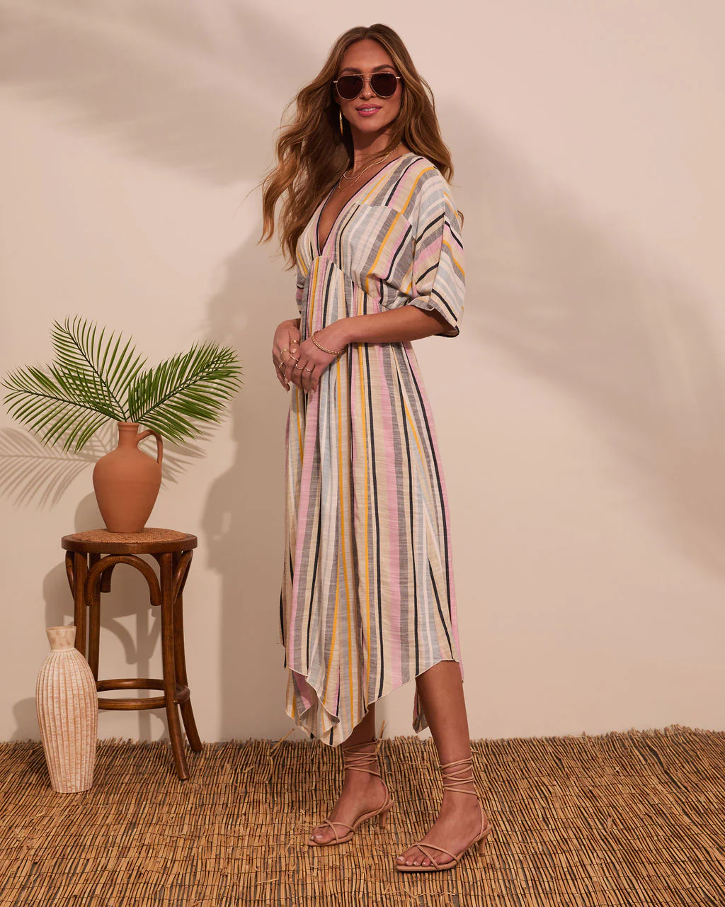 At Beachside Flowy Linen Midi Dress - Image 3