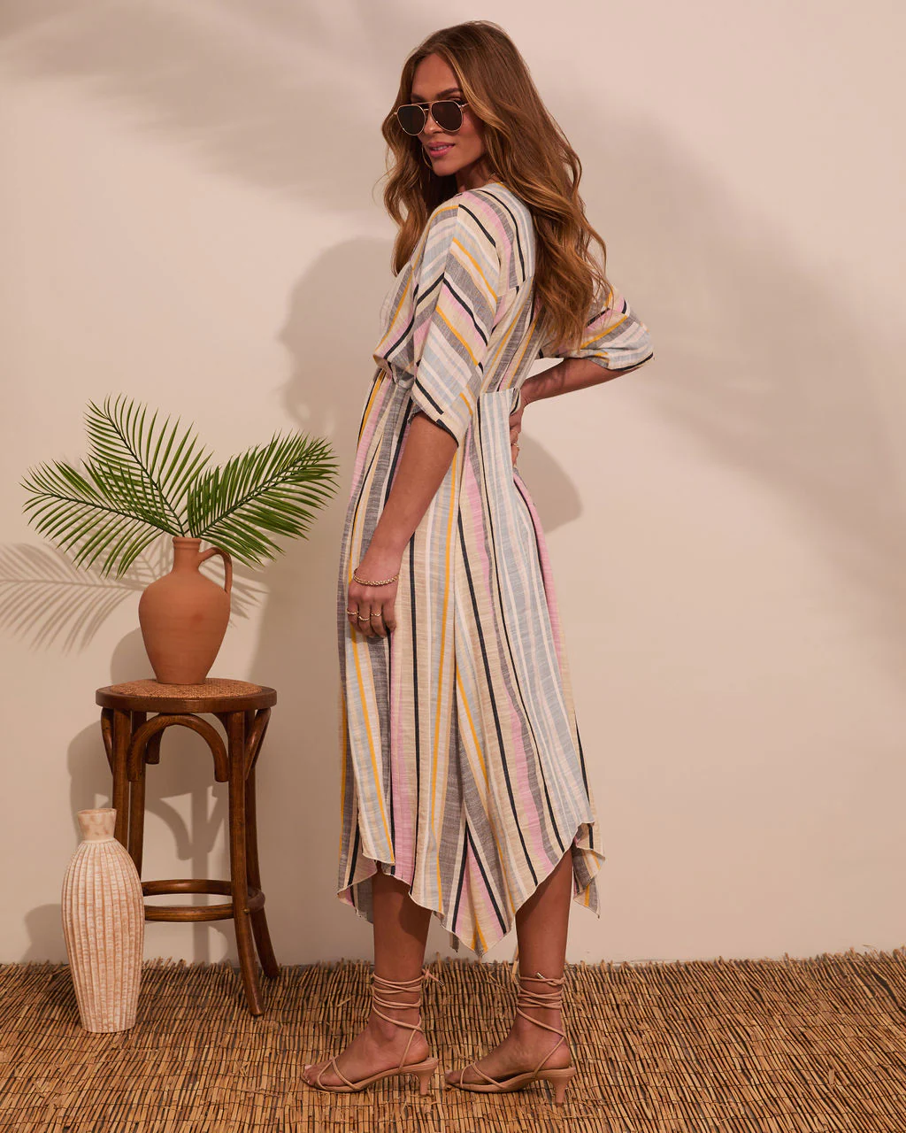 At Beachside Flowy Linen Midi Dress - Image 4