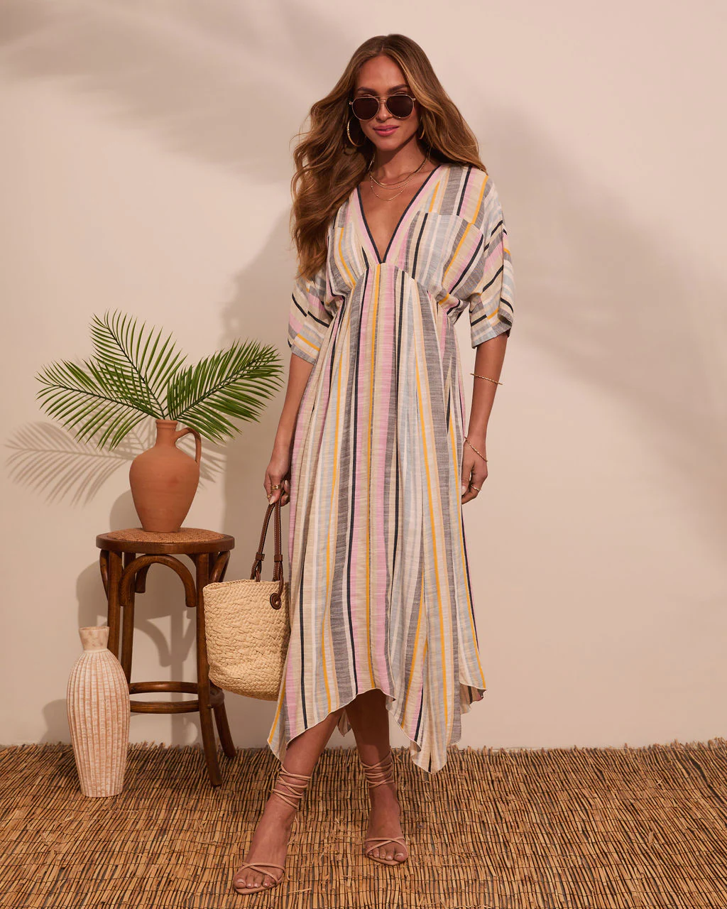 At Beachside Flowy Linen Midi Dress - Image 5