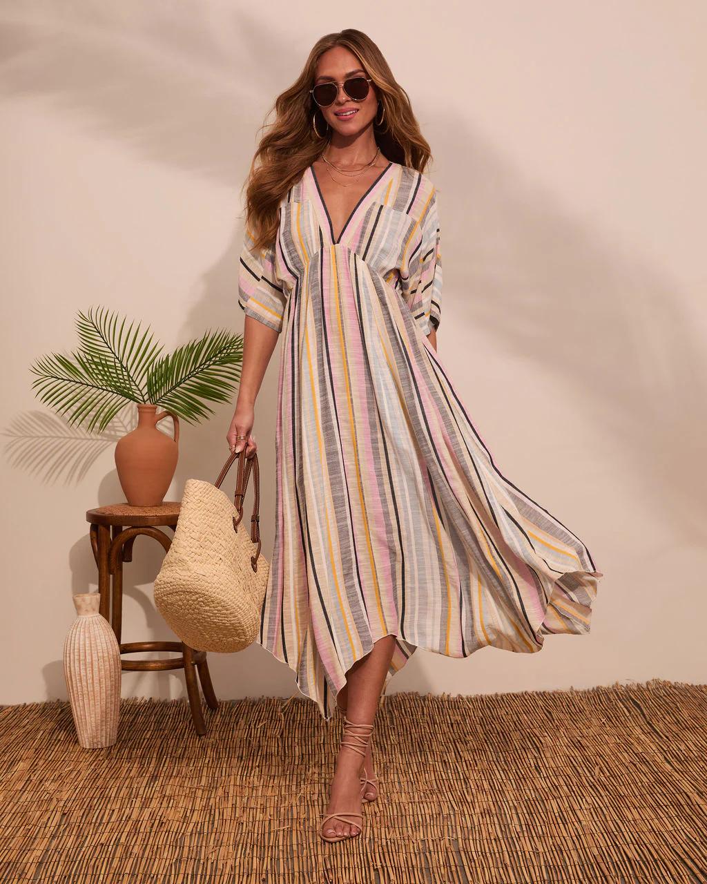 At Beachside Flowy Linen Midi Dress - Image 6