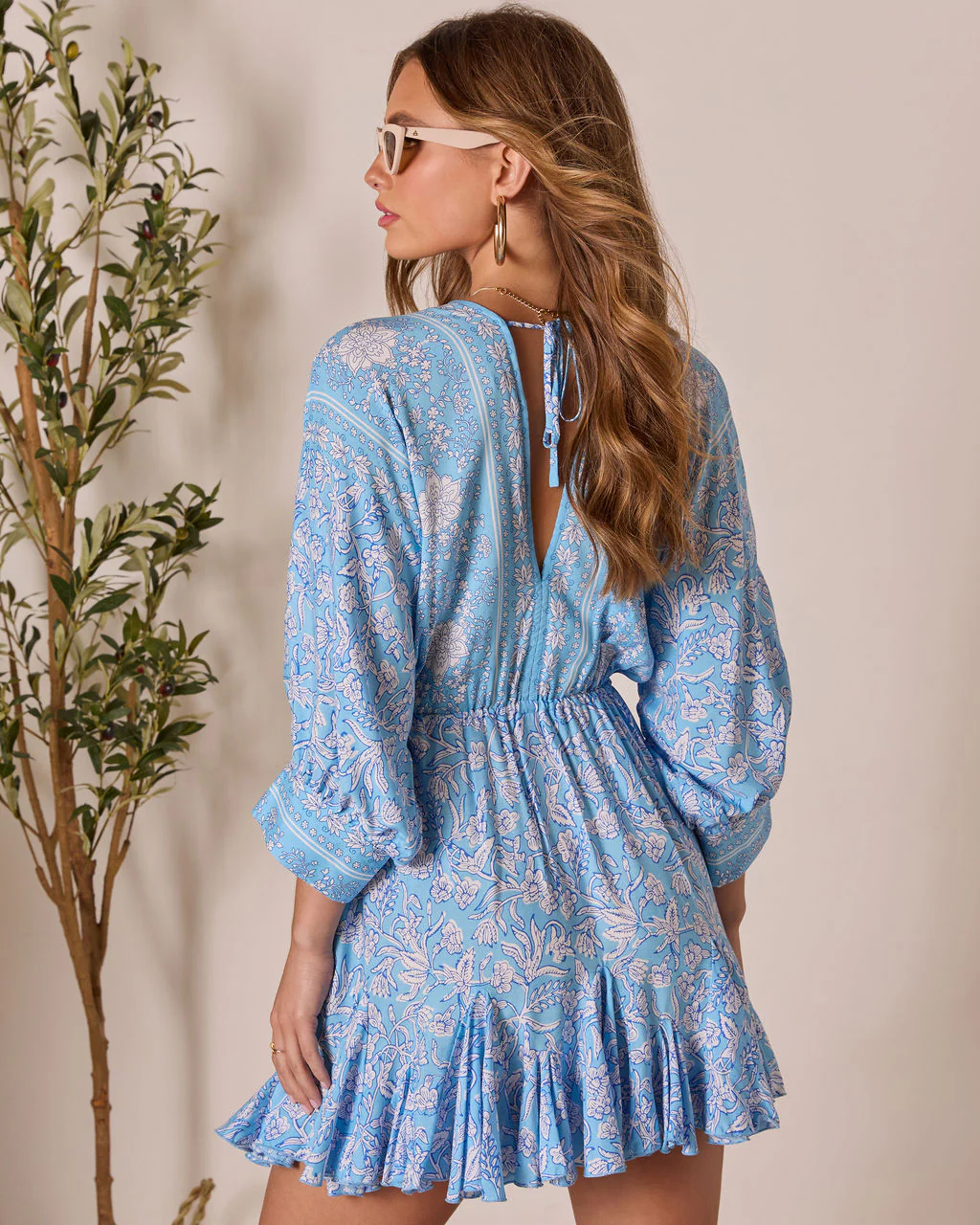Athena Floral Tassel Tie Mini Dress - Image 4