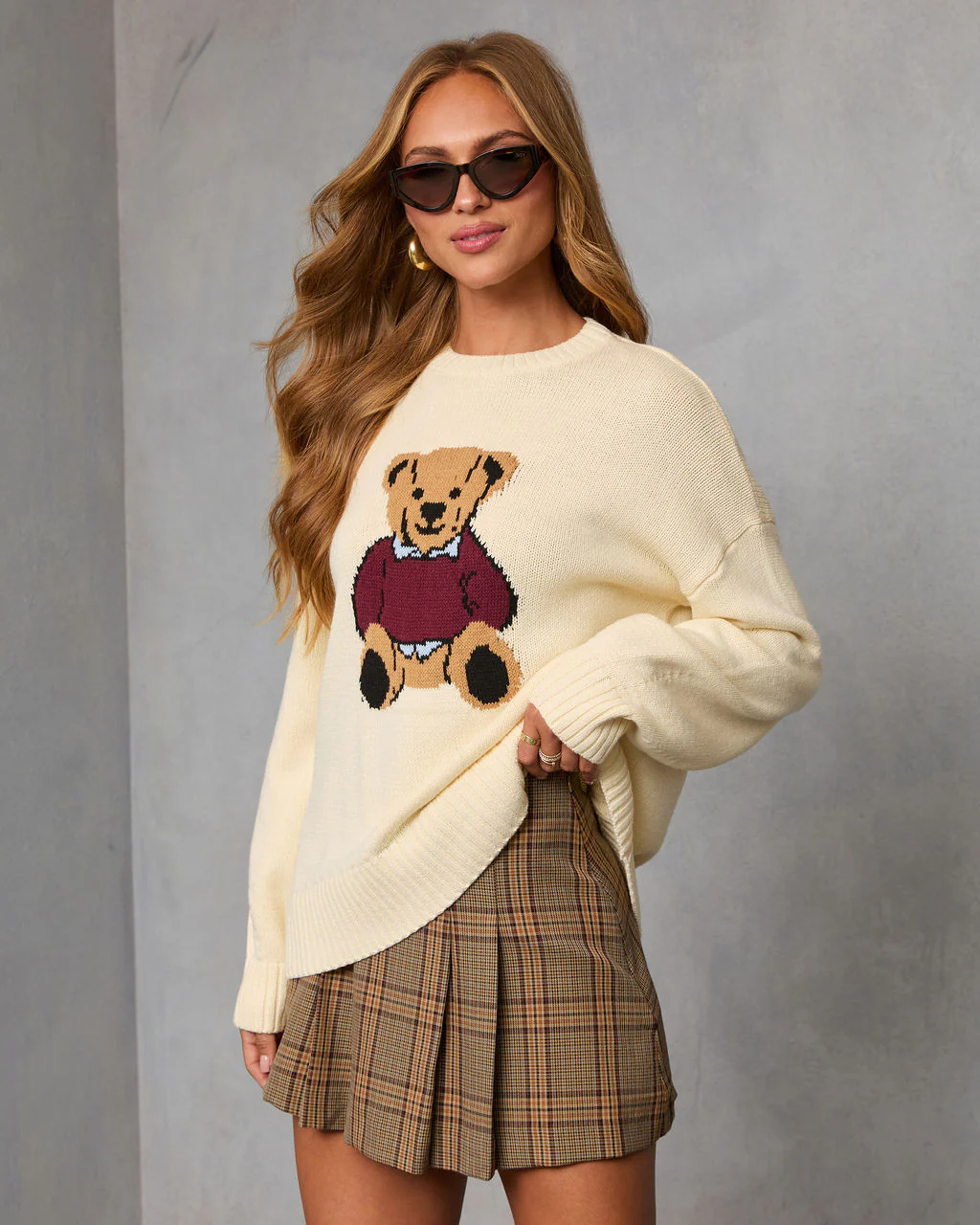 Autumn Ivy Teddy Bear Graphic Sweater - Image 3