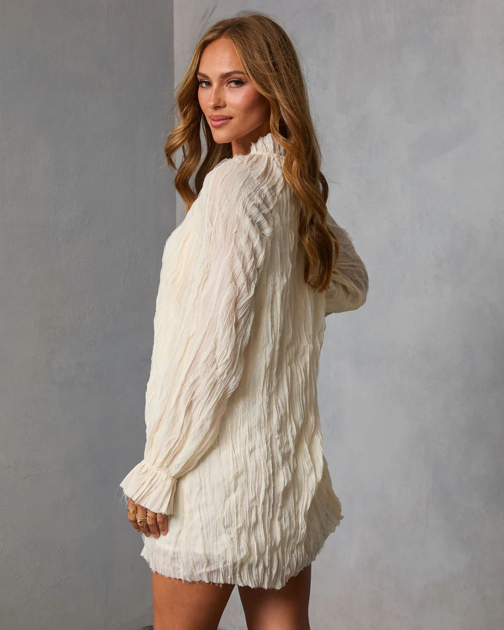 Autumn Stone Shift Chiffon Mini Dress - Image 10