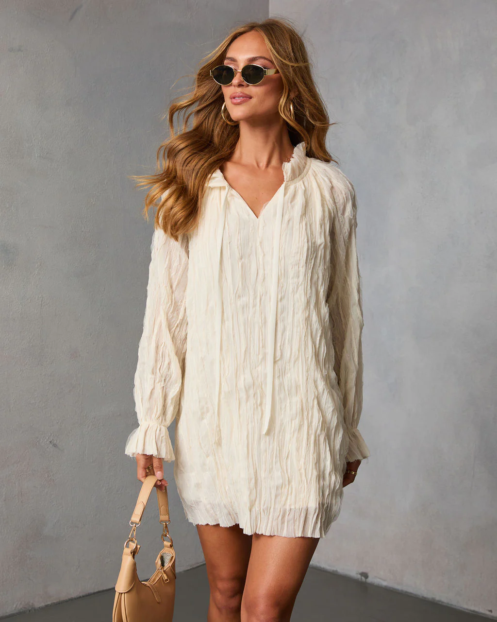 Autumn Stone Shift Chiffon Mini Dress - Image 7